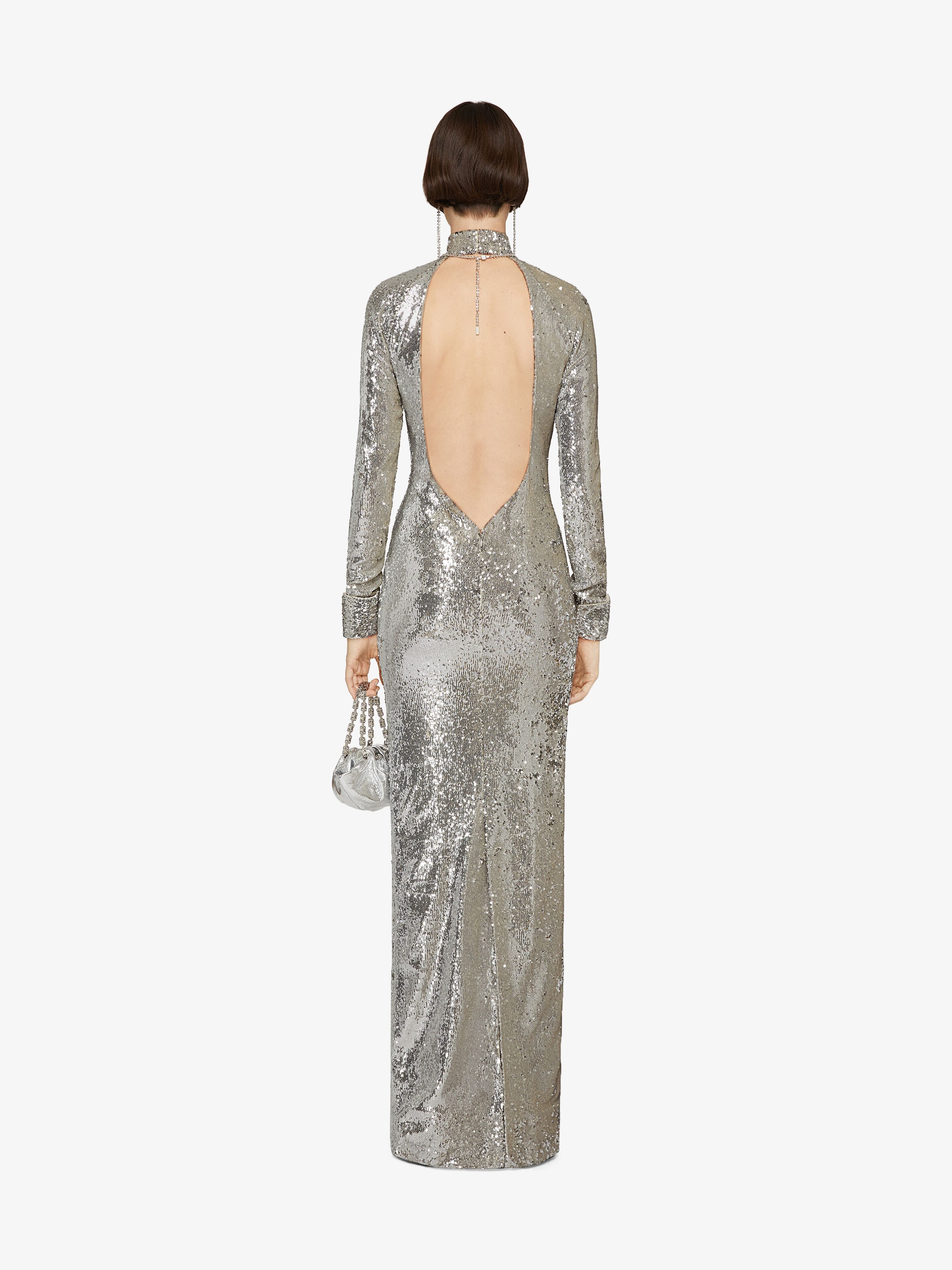 DRESS IN SEQUINS EMBROIDERED WITH OPEN BACK - 4
