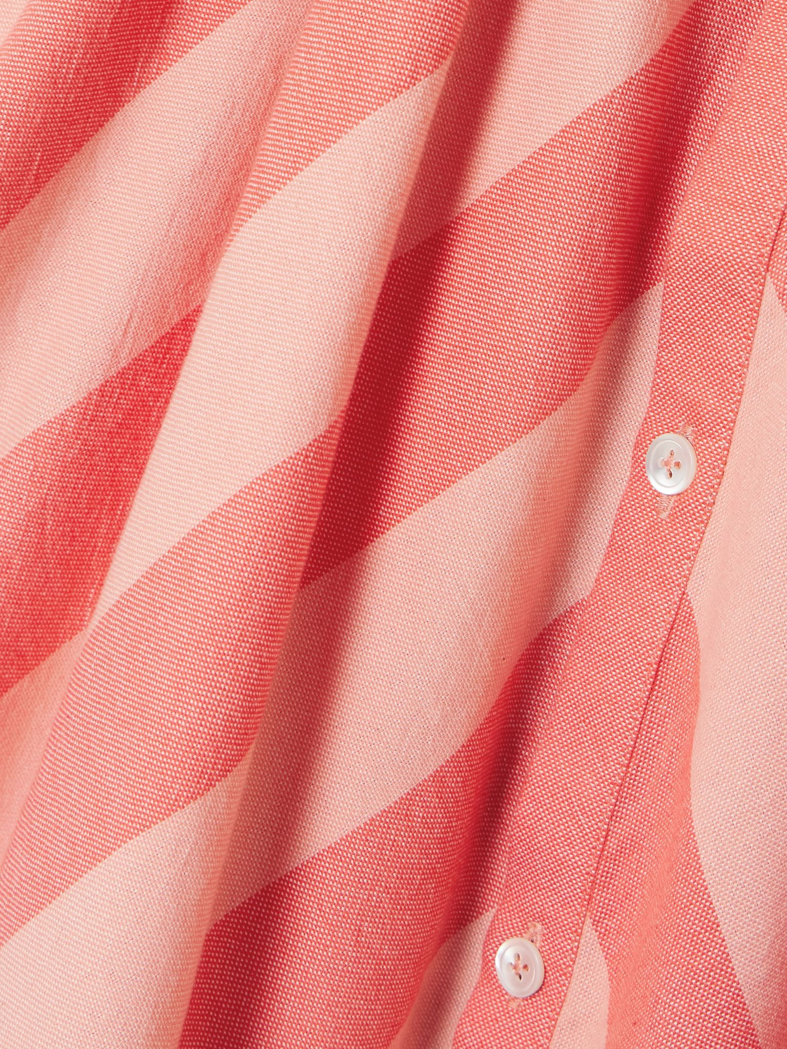 Striped cotton mini shirt dress Pink - 4