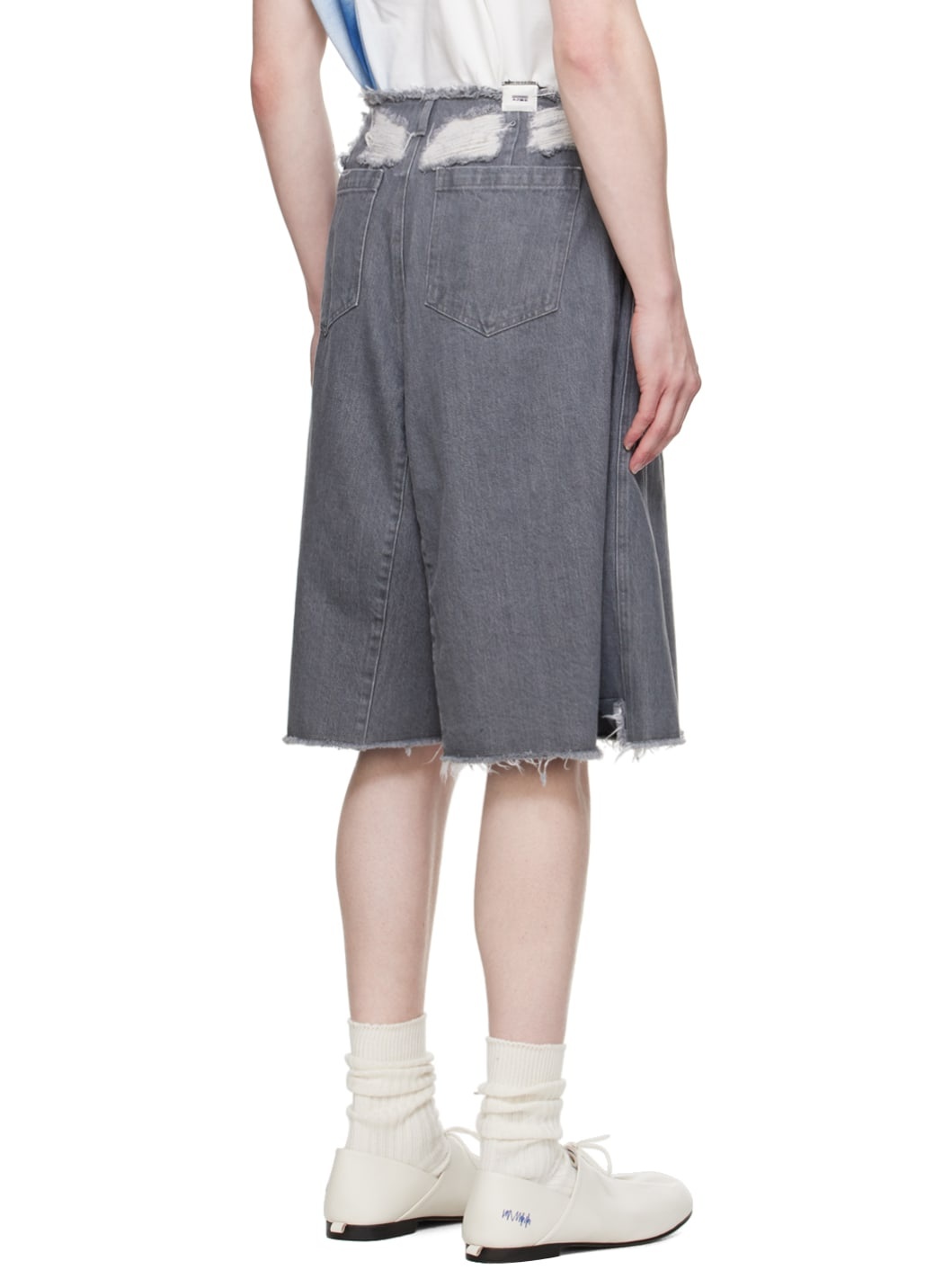 Gray Wide-Leg Denim Shorts - 3