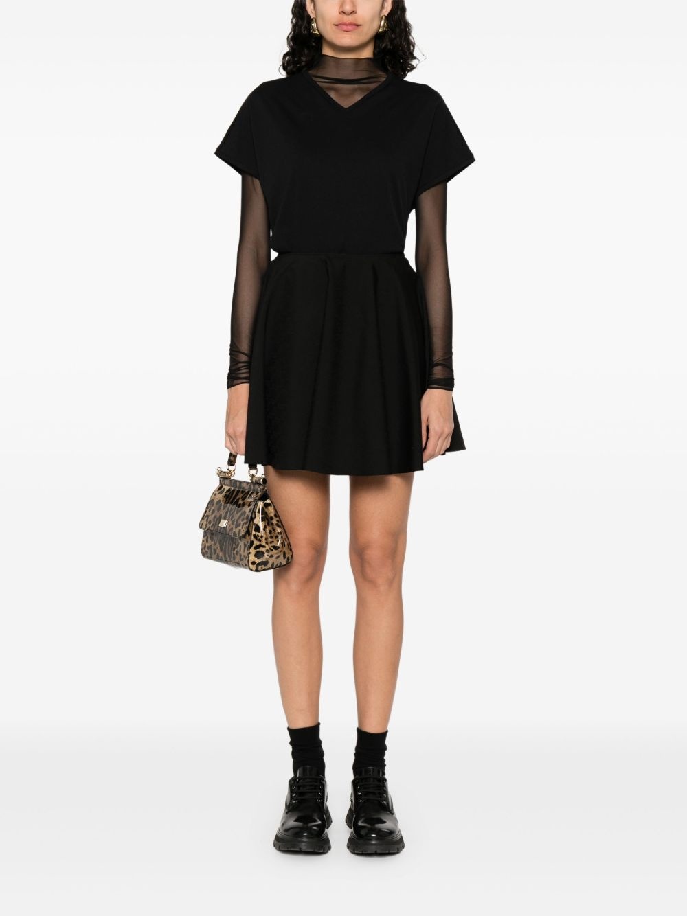 logo-jacquard mini skirt - 2