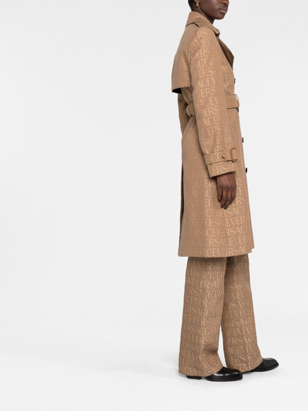 Versace Allover-jacquard trench coat - 6