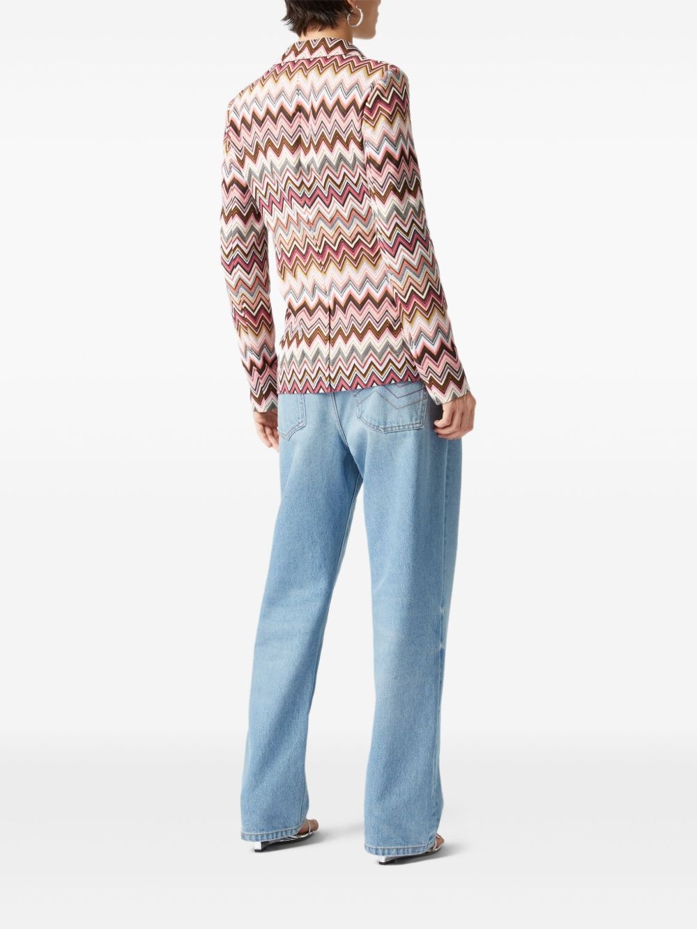 zigzag-woven blazer - 3