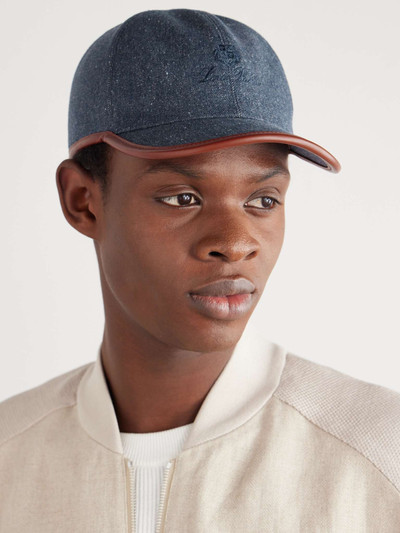 Loro Piana Leather-Trimmed Logo-Embroidered Denim Baseball Cap outlook