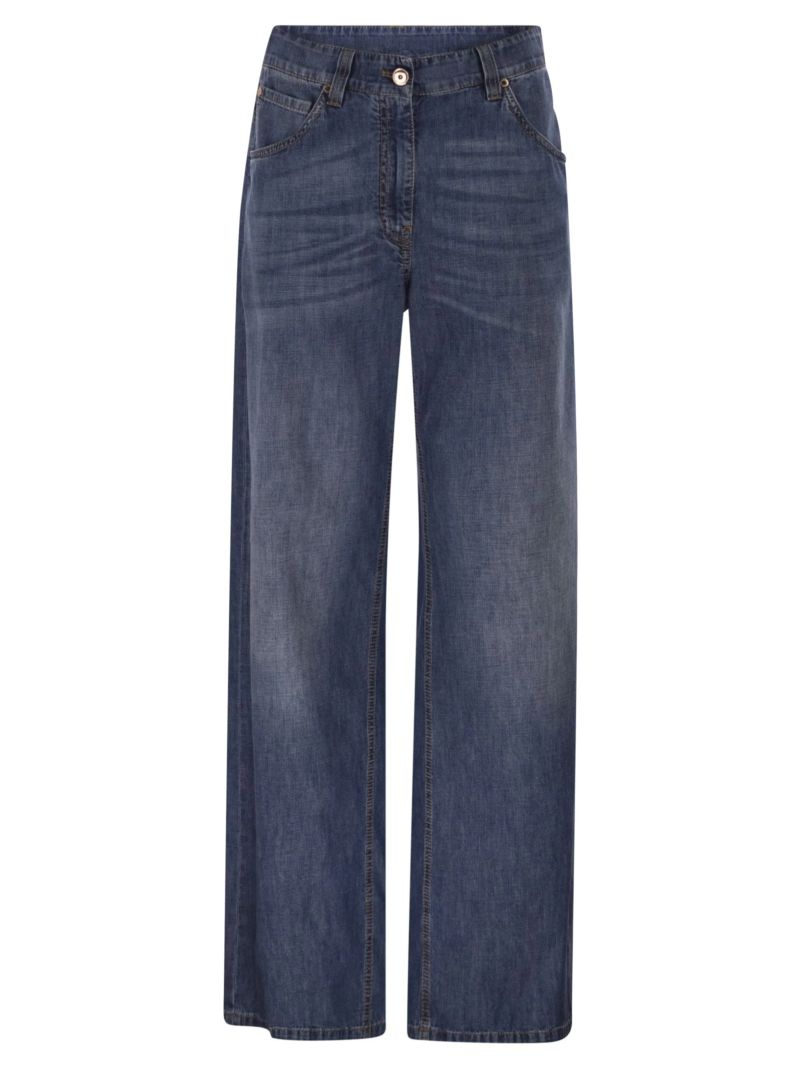 Brunello Cucinelli Women Wide-Leg Cotton Jeans - 1