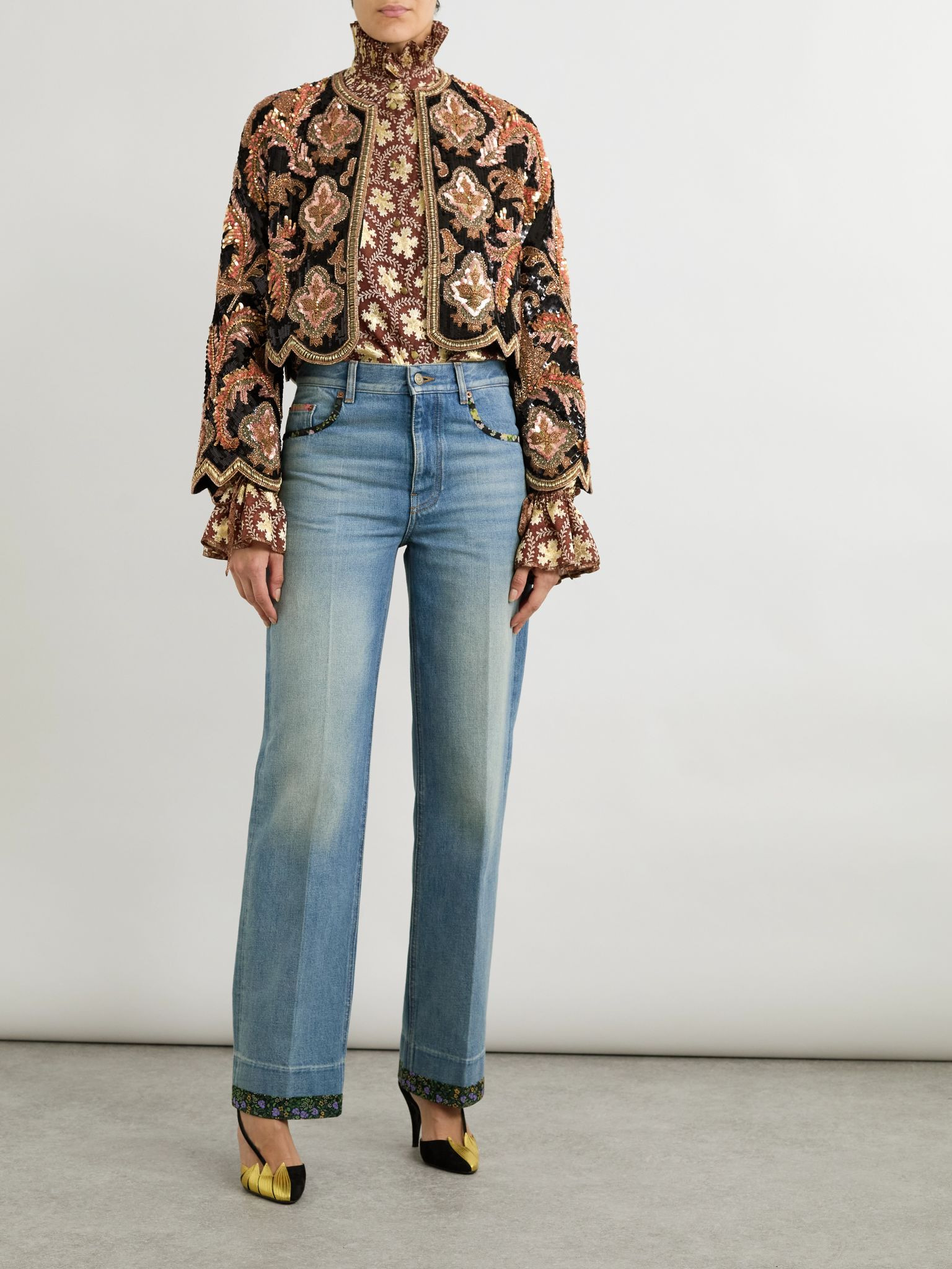 Embellished silk jacket Gold - 2
