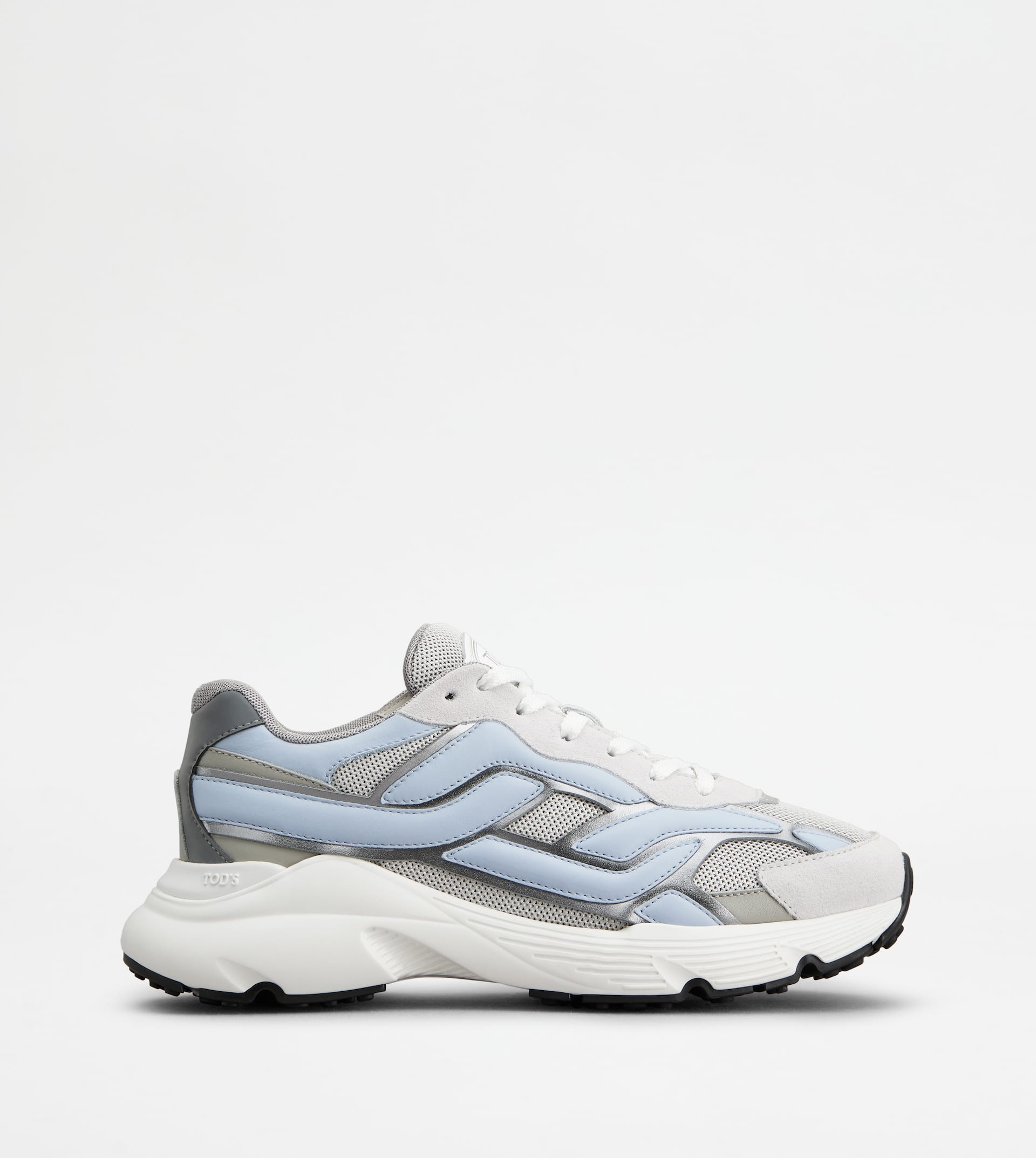 SNEAKERS IN LEATHER AND TECHNICAL FABRIC - SKY BLUE, GREY - 1