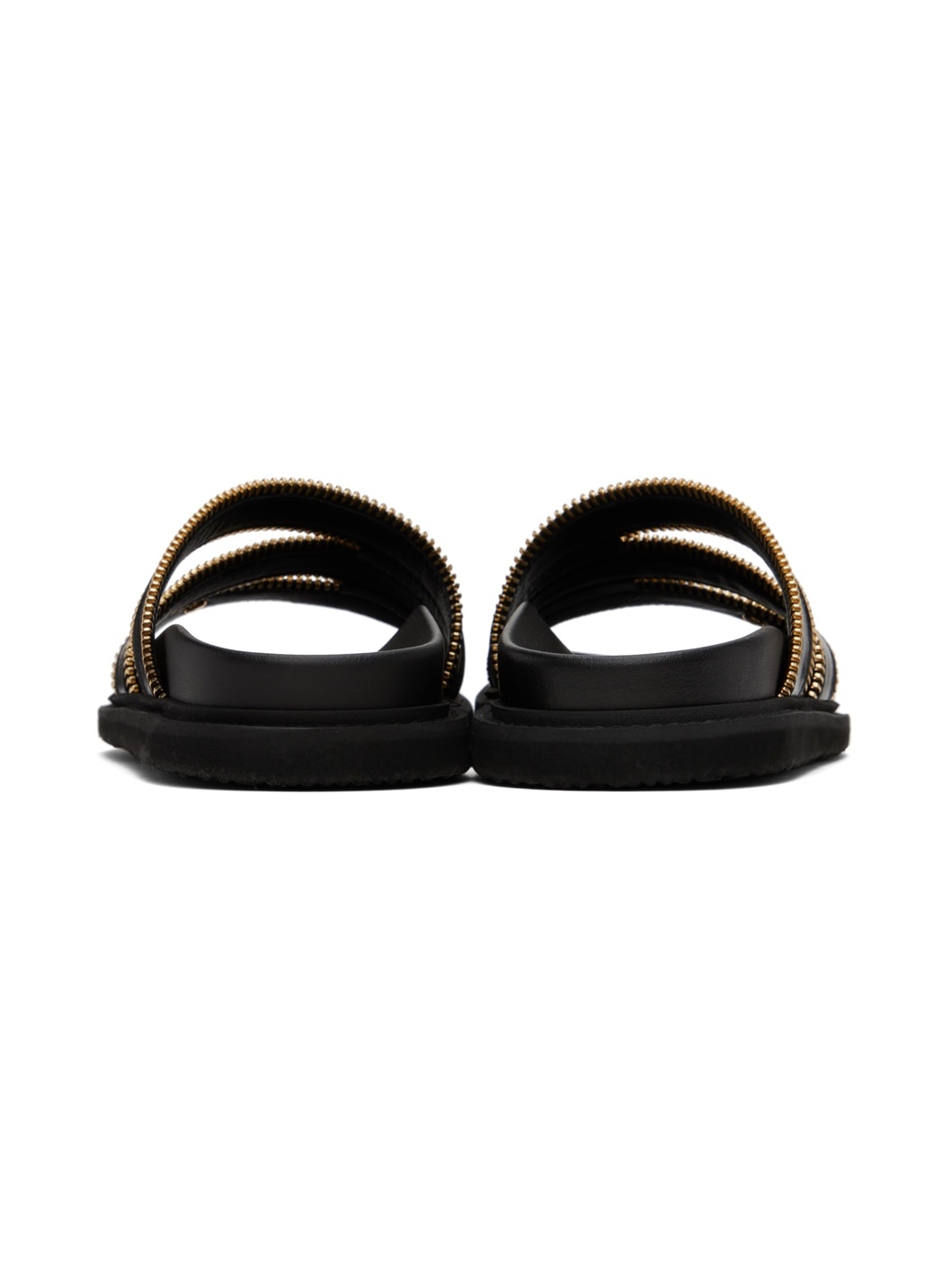 Black Zipper Detail Sandals - 2