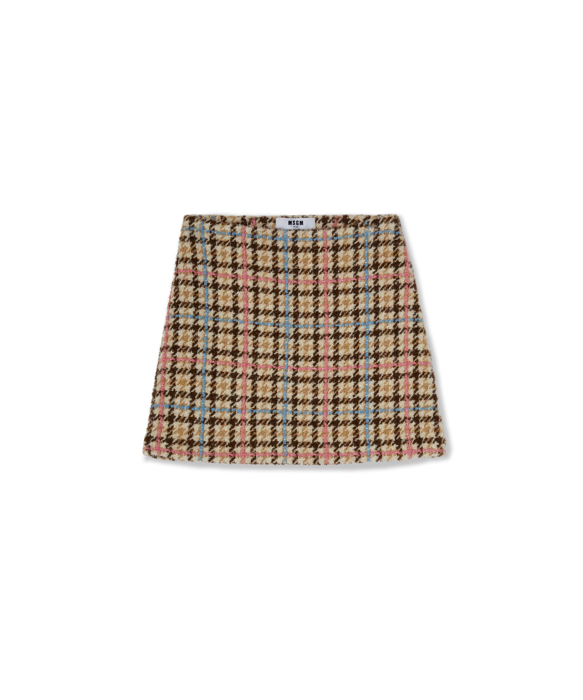 Blended wool mini skirt with "Micro Check Wool" motif - 1