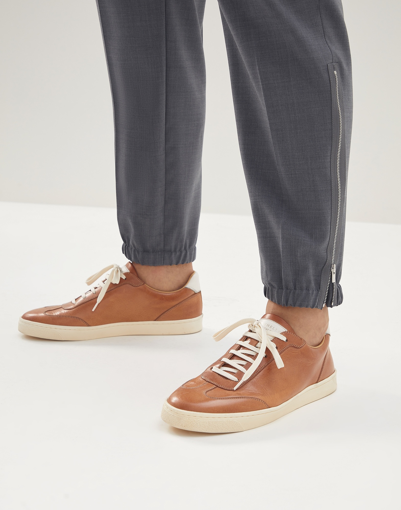 Waxed calfskin sneakers with natural rubber sole - 5