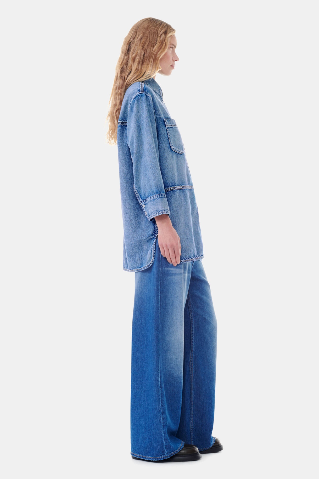 BLUE DENIM OVERSIZED SHIRT - 4