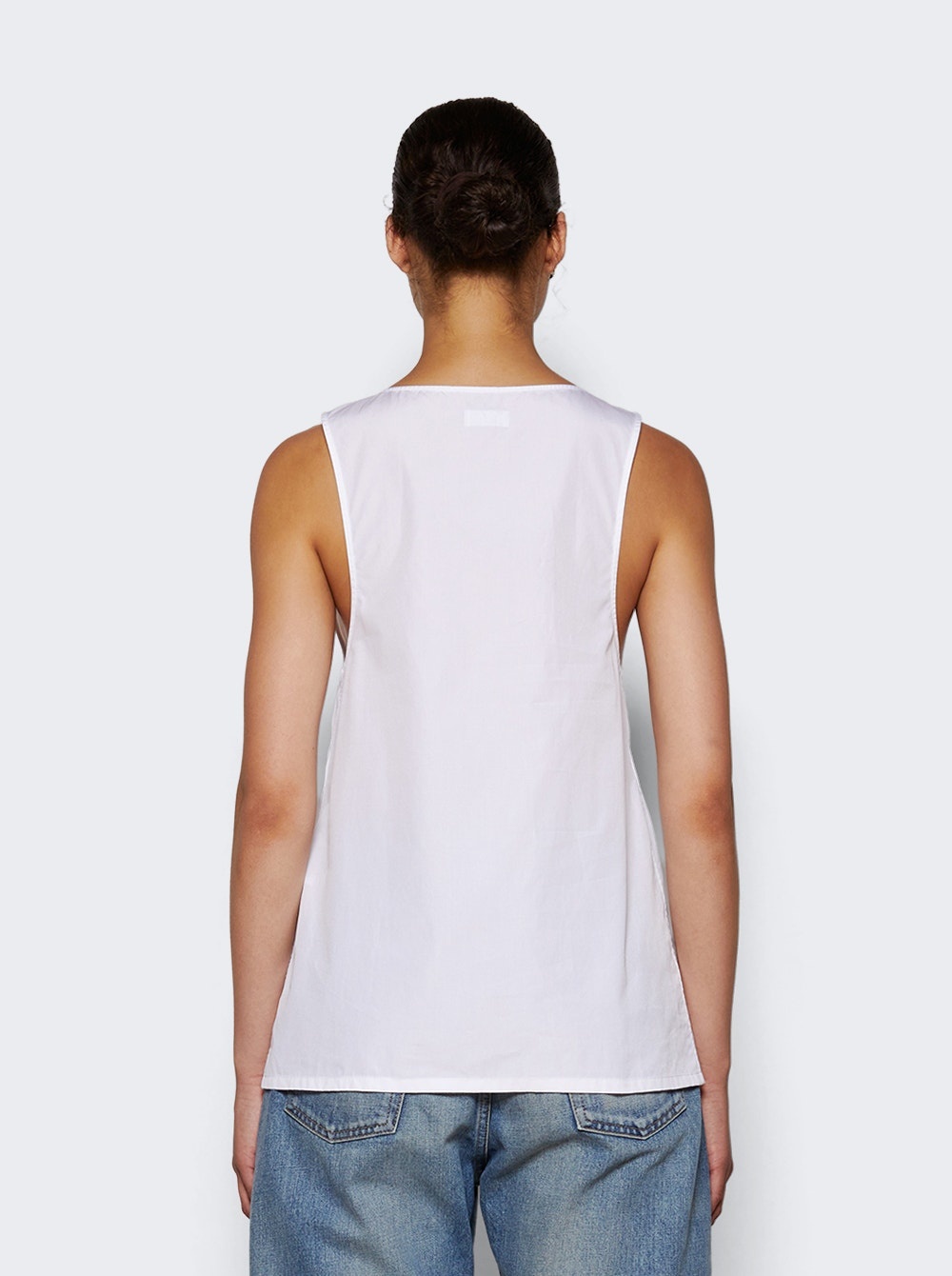Cotton Poplin Henley Top White - 5