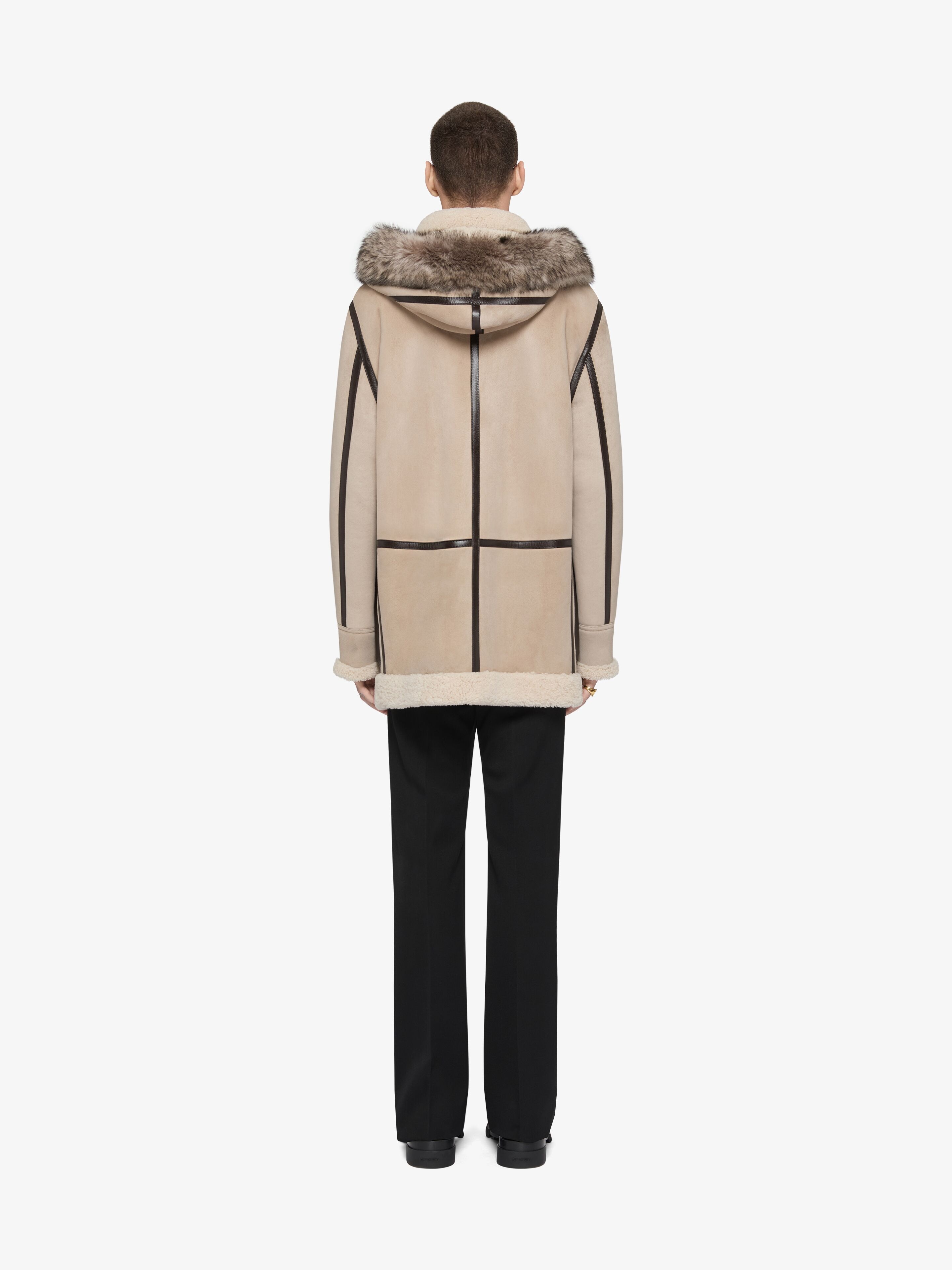 DUFFLE COAT IN SHEARLING AND LEATHER - 3
