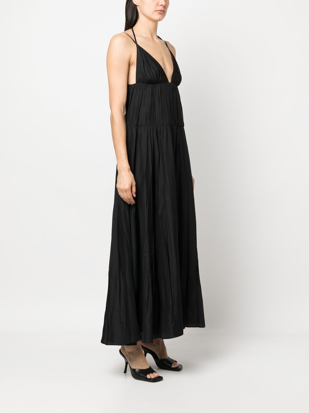 ruched silk long dress - 3