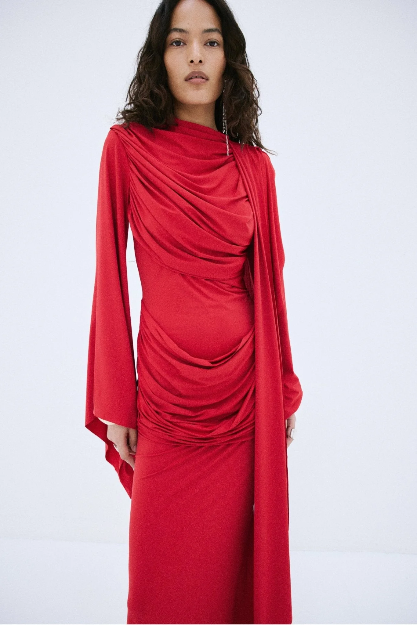 PERISA MAXI DRESS IN RUBY RED SPANDEX JERSEY - 1