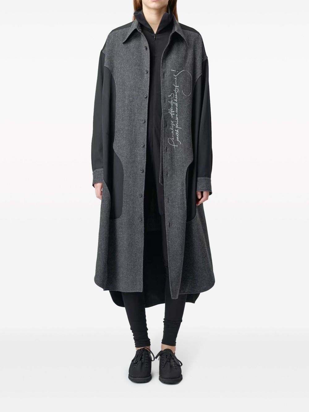 abstract-print wool shirtdress - 2
