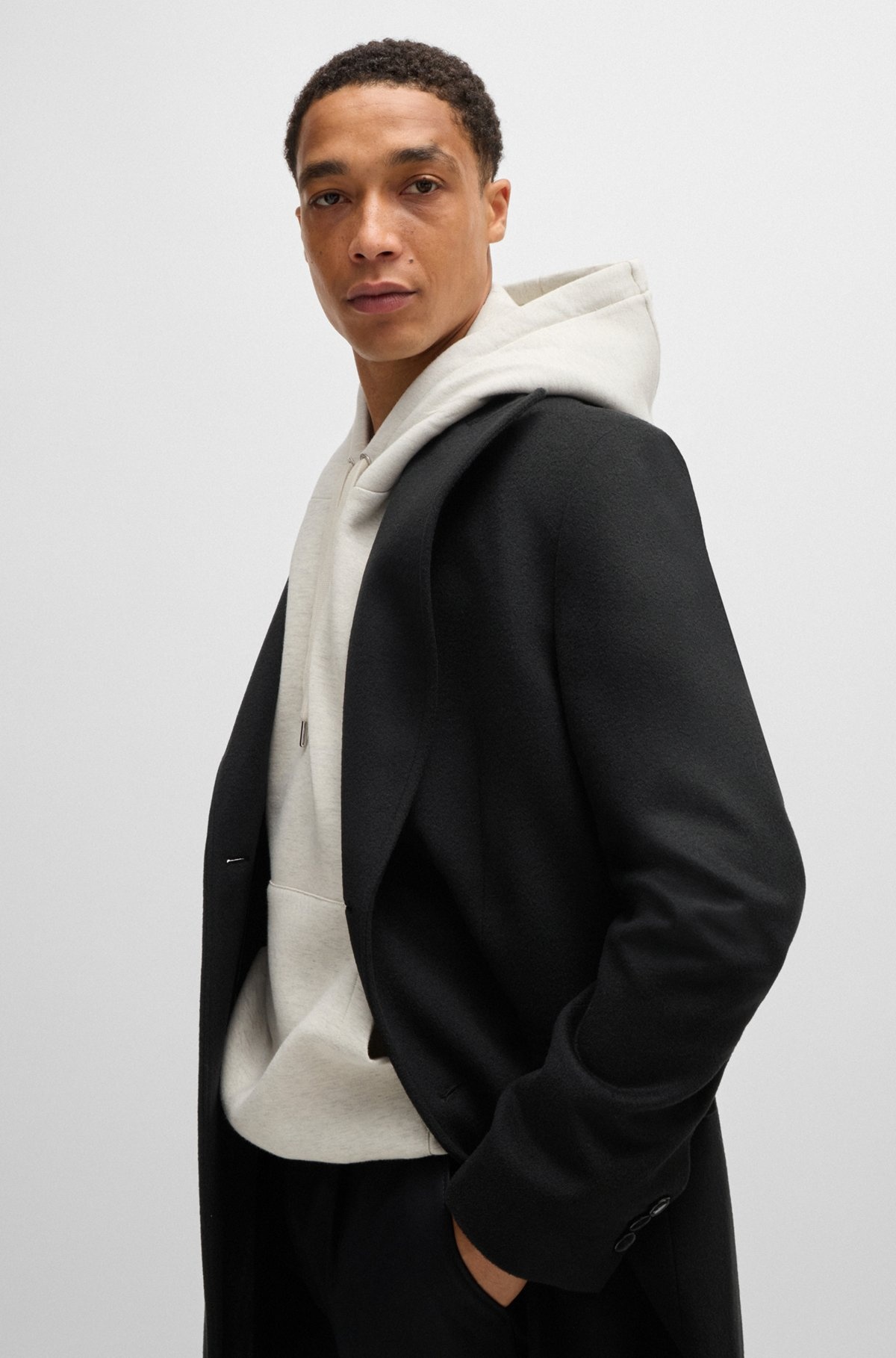 DOUBLE-BREASTED COAT IN WOOL AND CASHMERE - 6