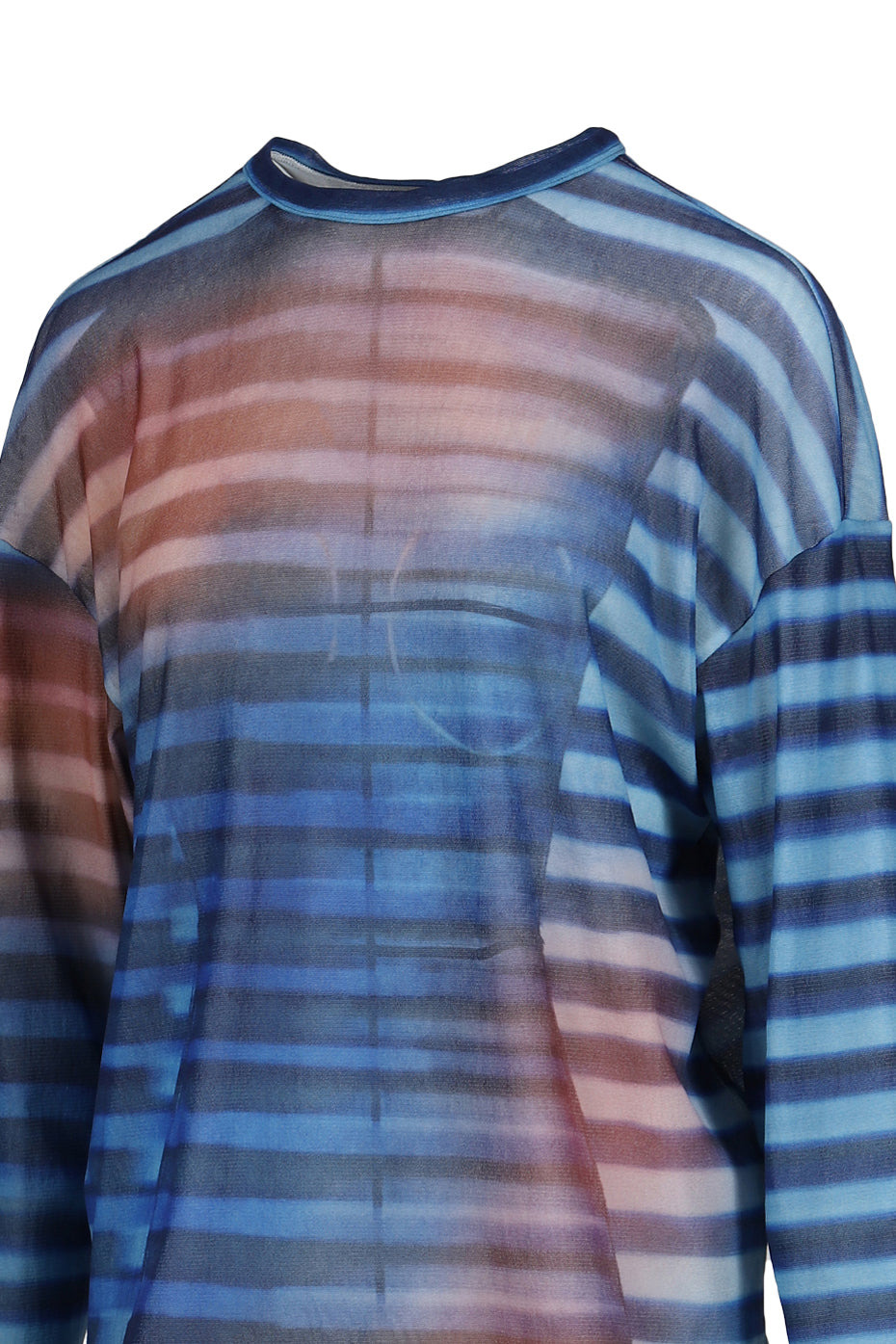 MESH OVERSIZED CREW NECK TOP PRINTED "AIR" / LT.BLU/BLU/PEACH - 8
