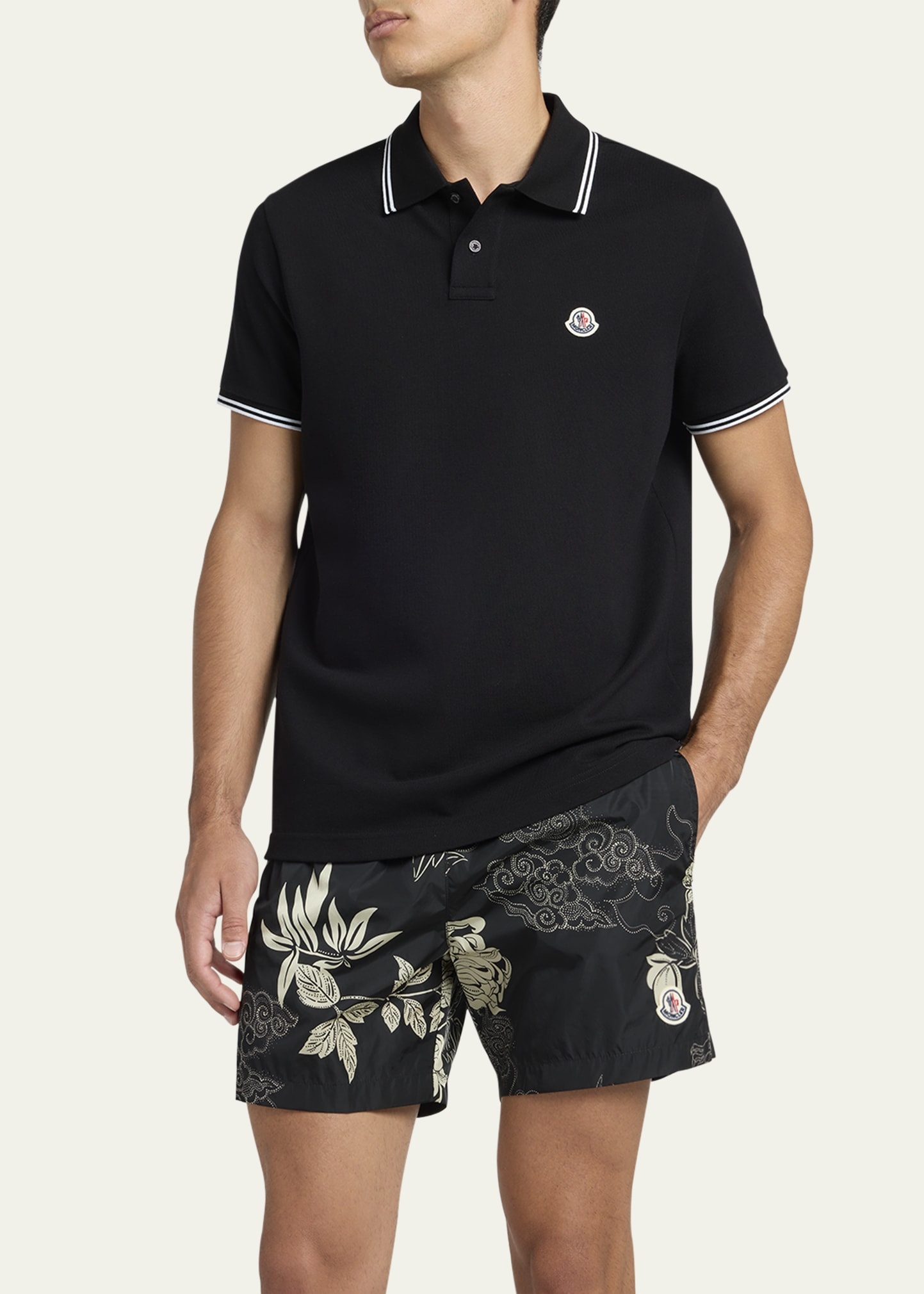 Men's Pique Polo Shirt with Stripe Collar - 4