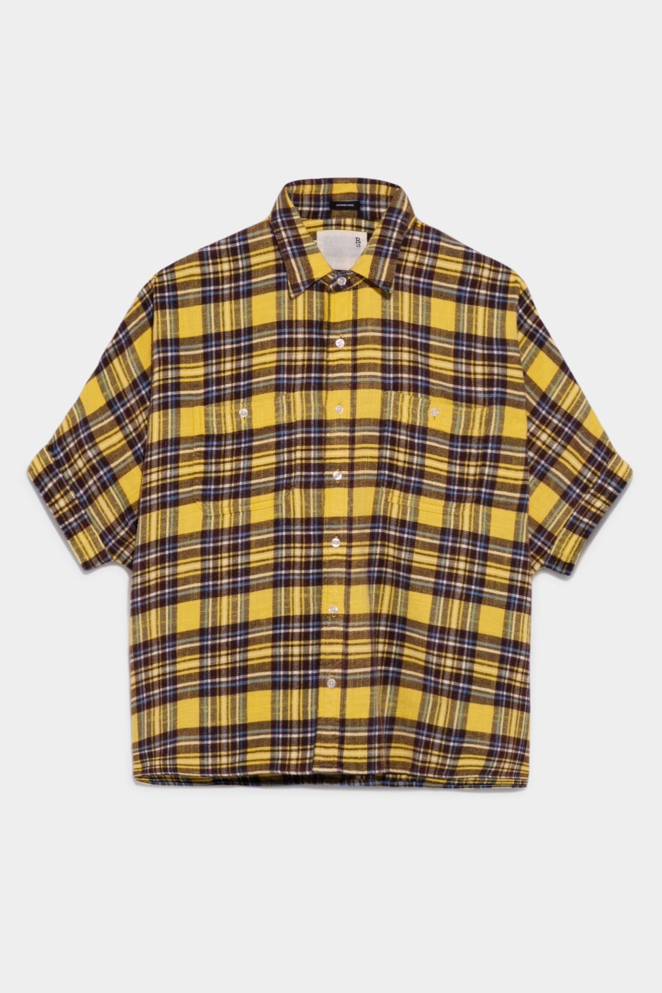 Plaid Oversized Boxy Shirtdress - Yellow Plaid | R13 Denim Official Site - 4
