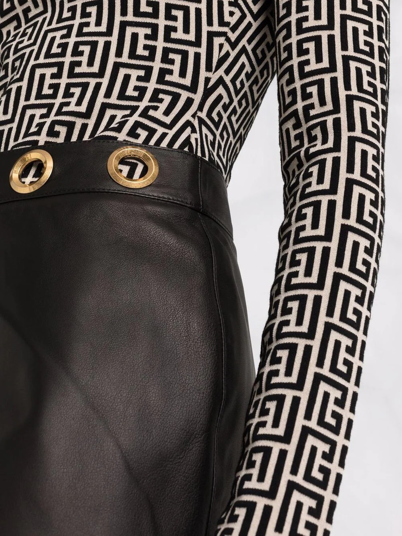 eyelet detail leather mini skirt 3