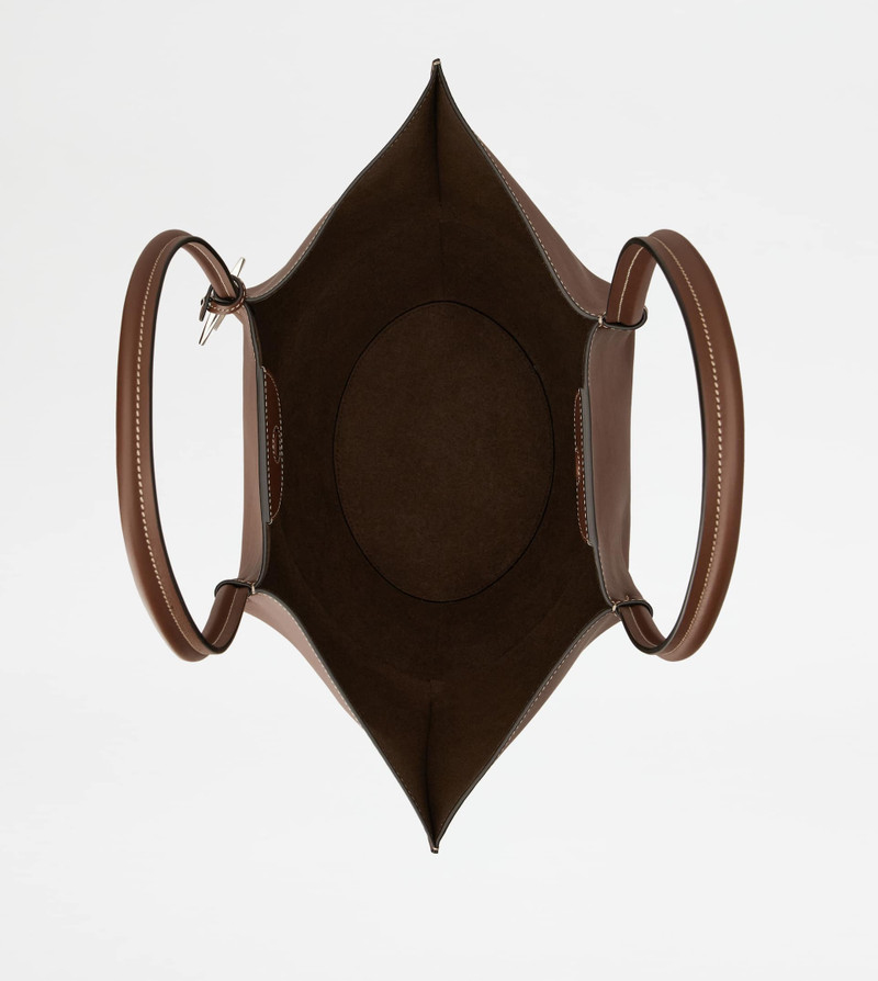 STRAW AND LEATHER MEDIUM의 쇼핑 가방 - BROWN, NATURAL 3