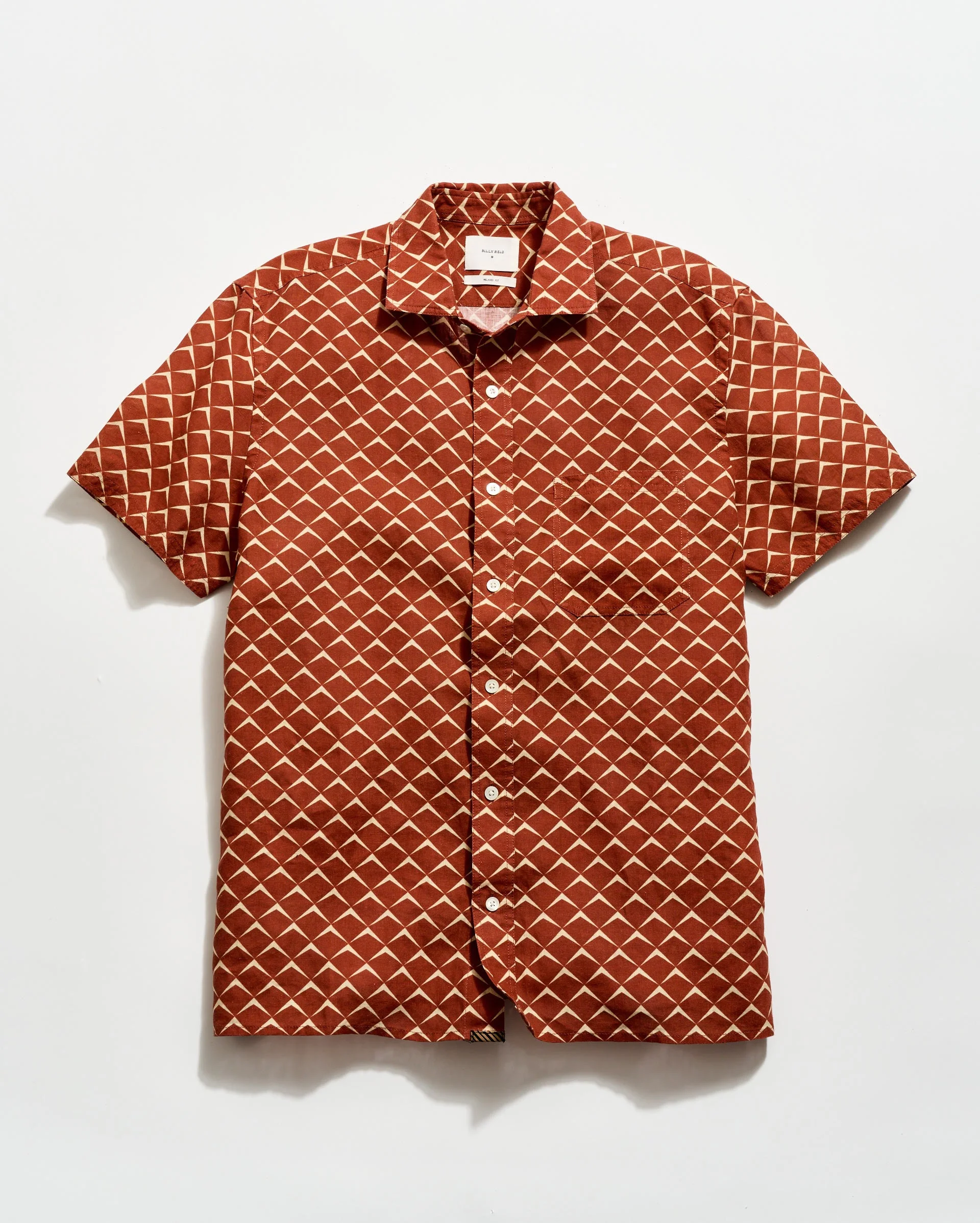 Short Sleeve Pagoda Tile Linen Treme Shirt - 1
