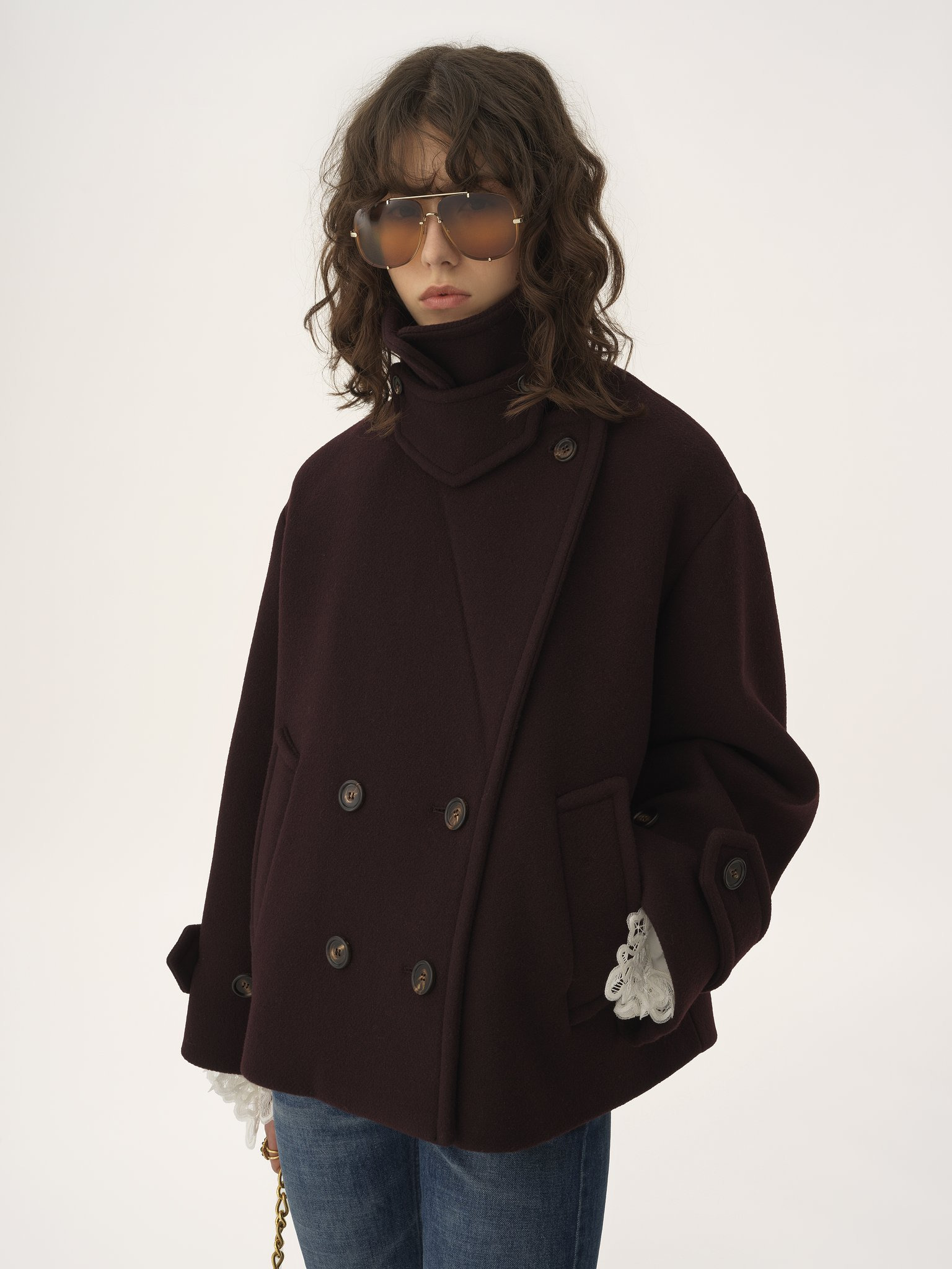OVERSIZED SHORT COAT IN WOOL - 4
