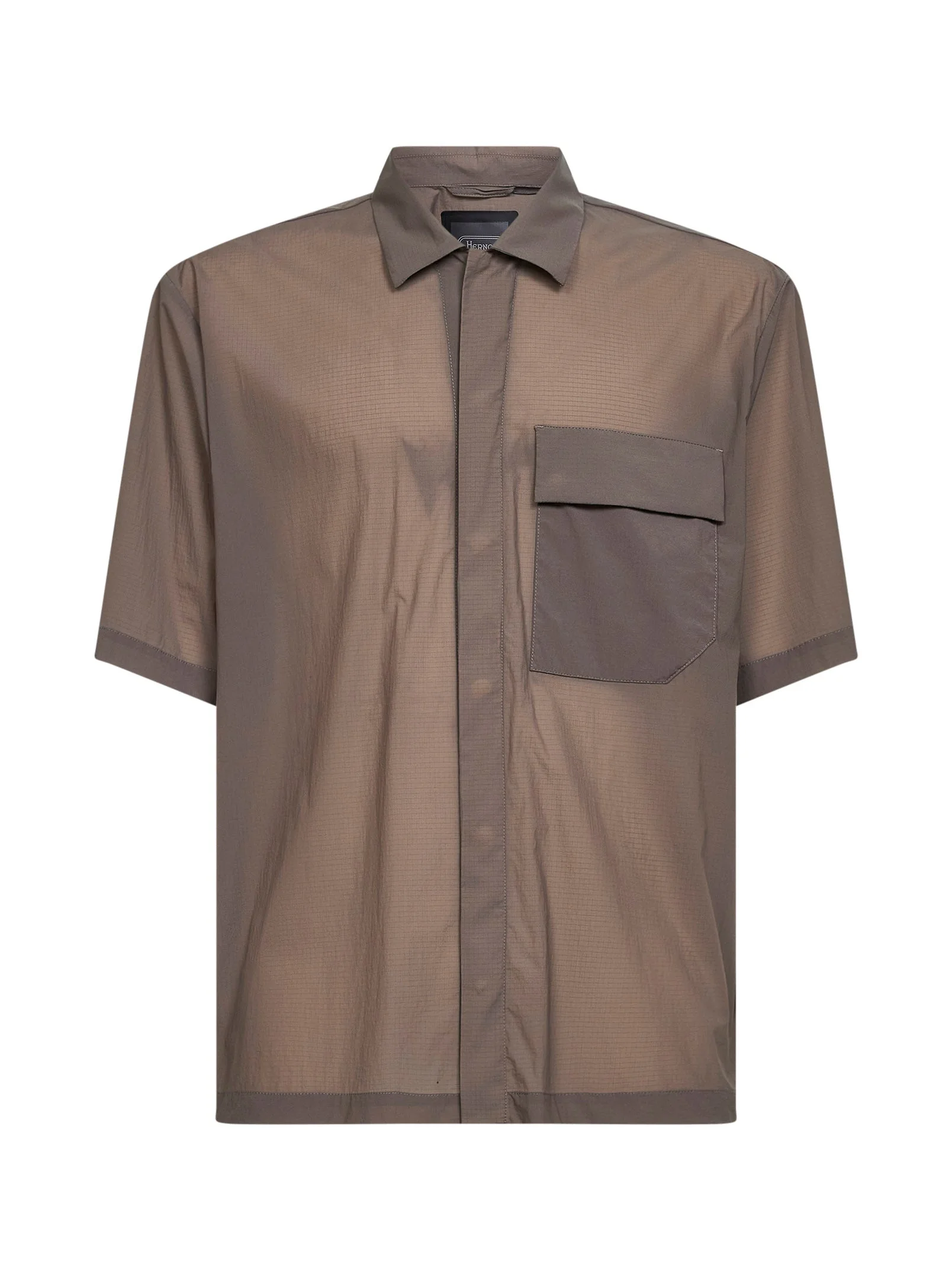 Dove grey stretch ripstop short-sleeved shirt - 1