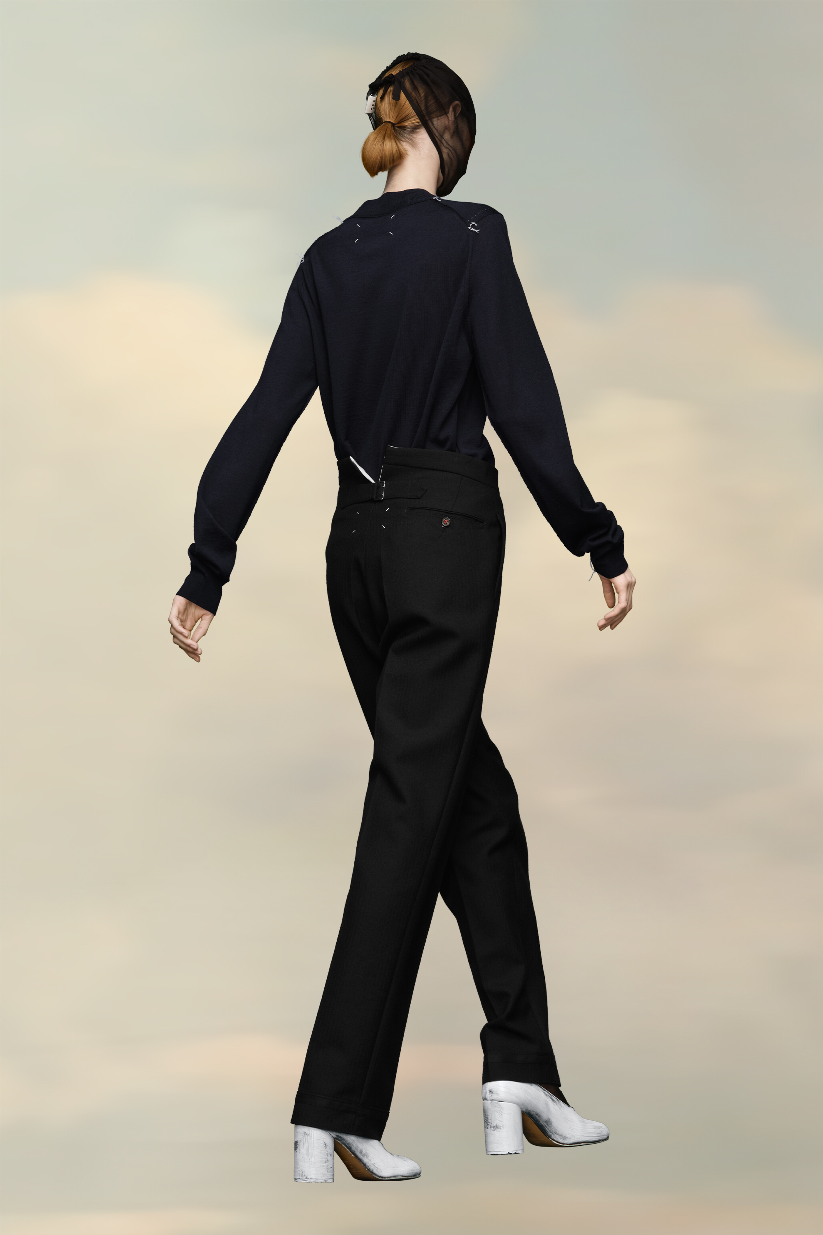 Herringbone Wool Pleated Trousers - 5