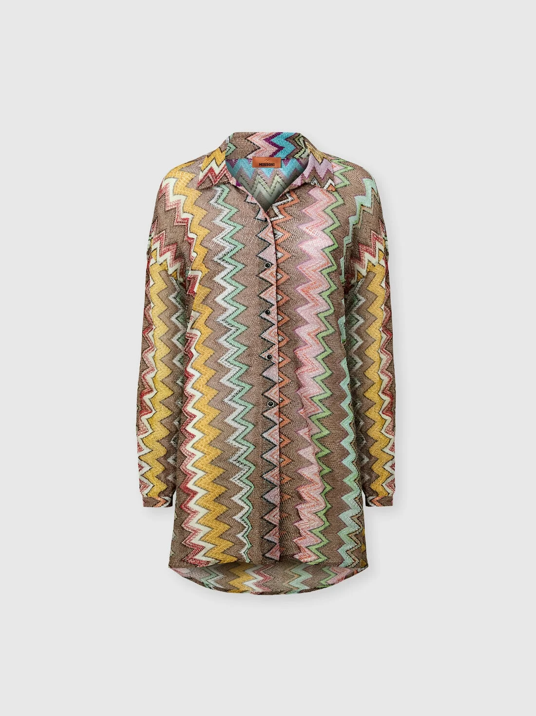 Blouse in lamé viscose with macro zigzag pattern - 1