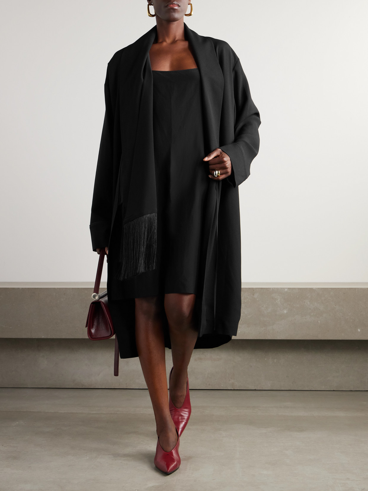 Scarf-detailed Crepe Midi Dress - 5