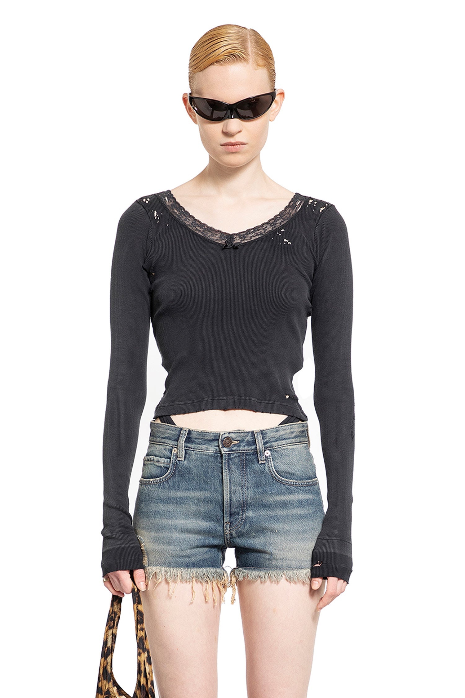 BALENCIAGA Trompe Loeil Lingerie トップス Balenciaga Lingerie Trompe L'oeil Mesh Turtleneck Top