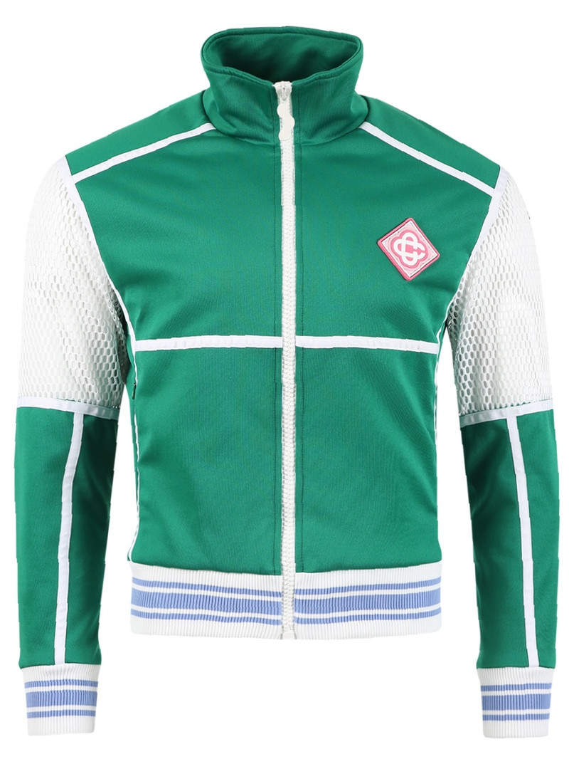 Mesh Track Top Jacket Green And White 1