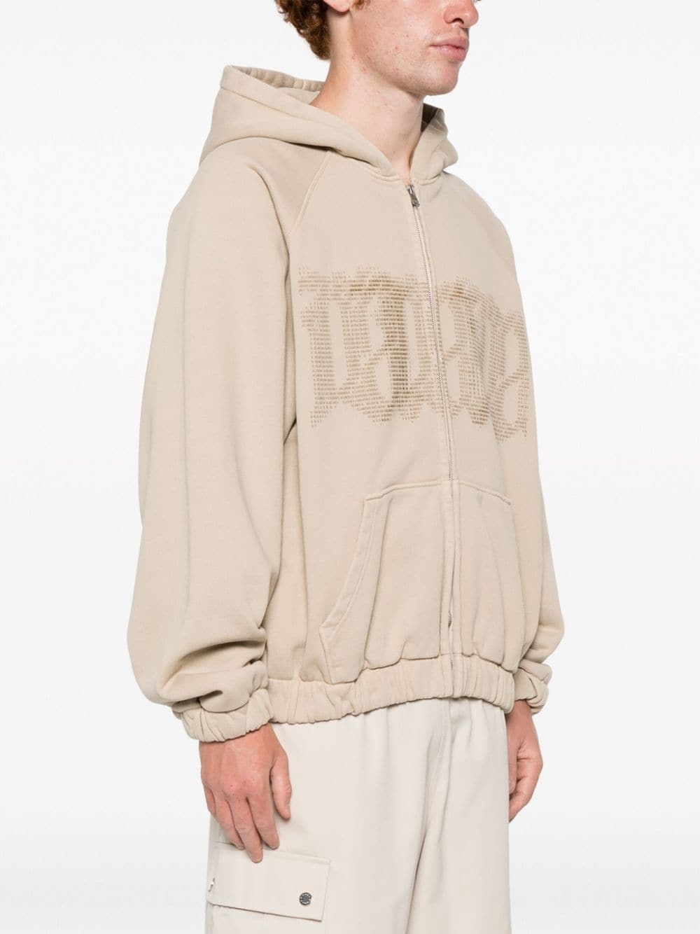 logo-print cotton hoodie - 3