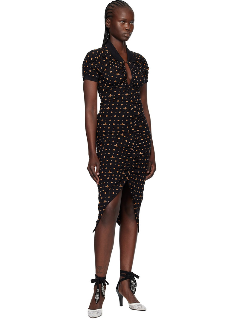 Vivienne Westwood Black Printed Piquet Pulling Midi Dress outlook