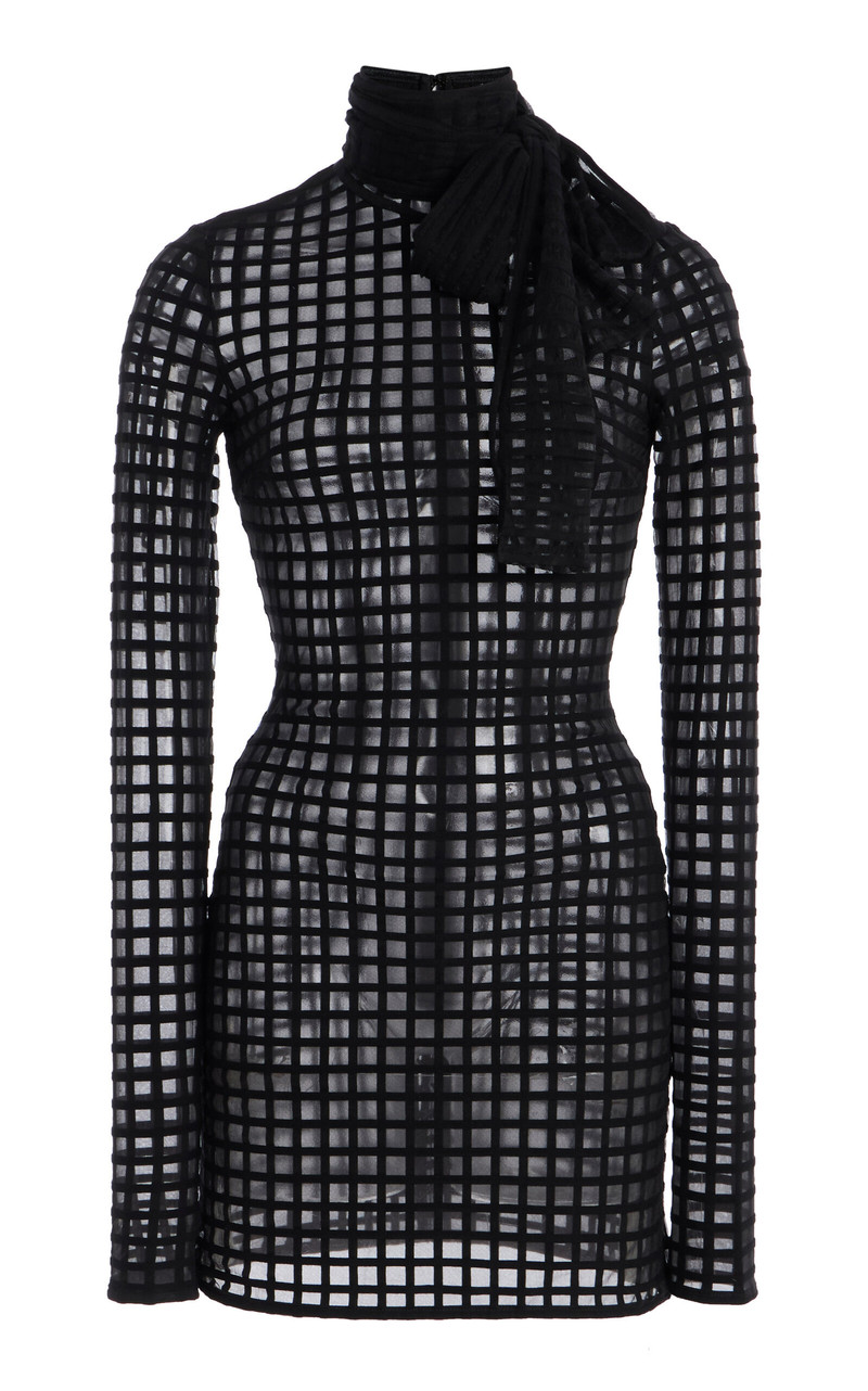 Cross Grain Bow Neck Dress black 1
