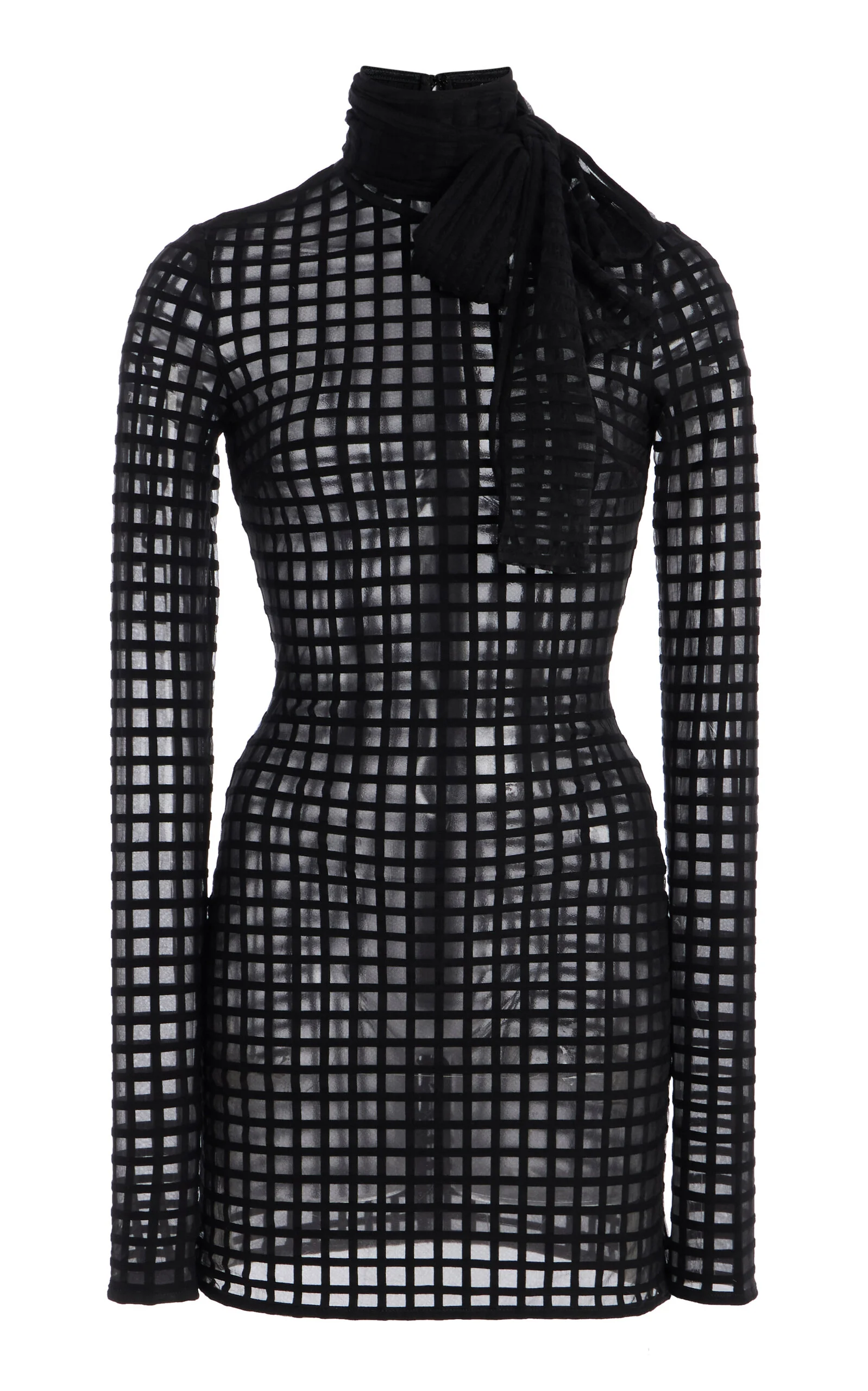 Cross Grain Bow Neck Dress black - 1