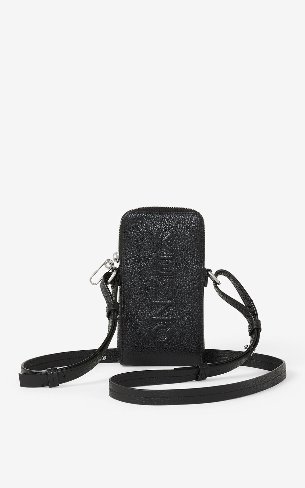 KENZO Imprint grained leather crossbody phone holder - 1