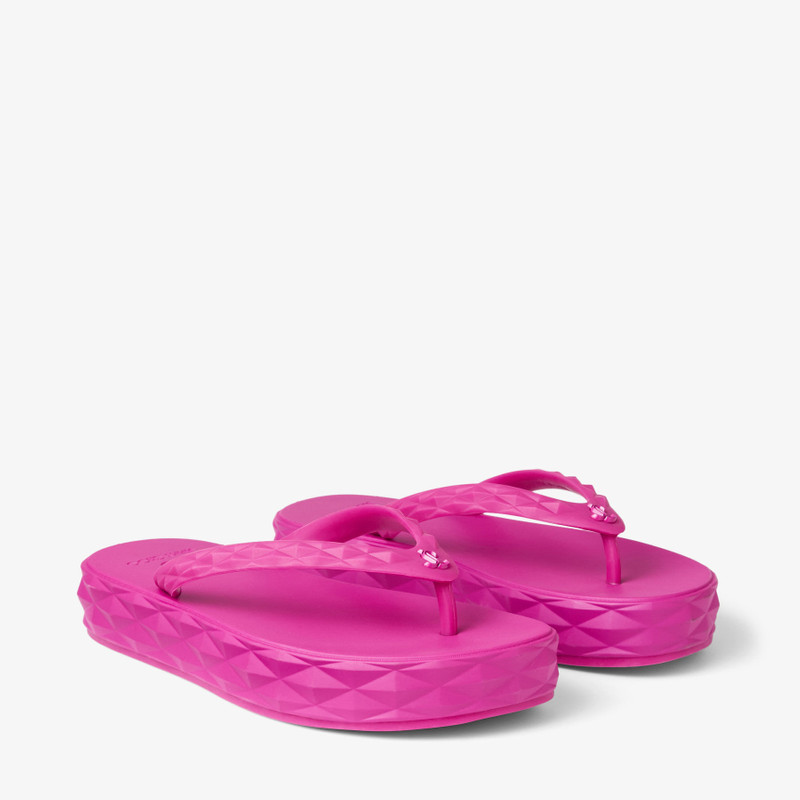 Diamond Flip Flop Fuchsia Rubber Flats 2