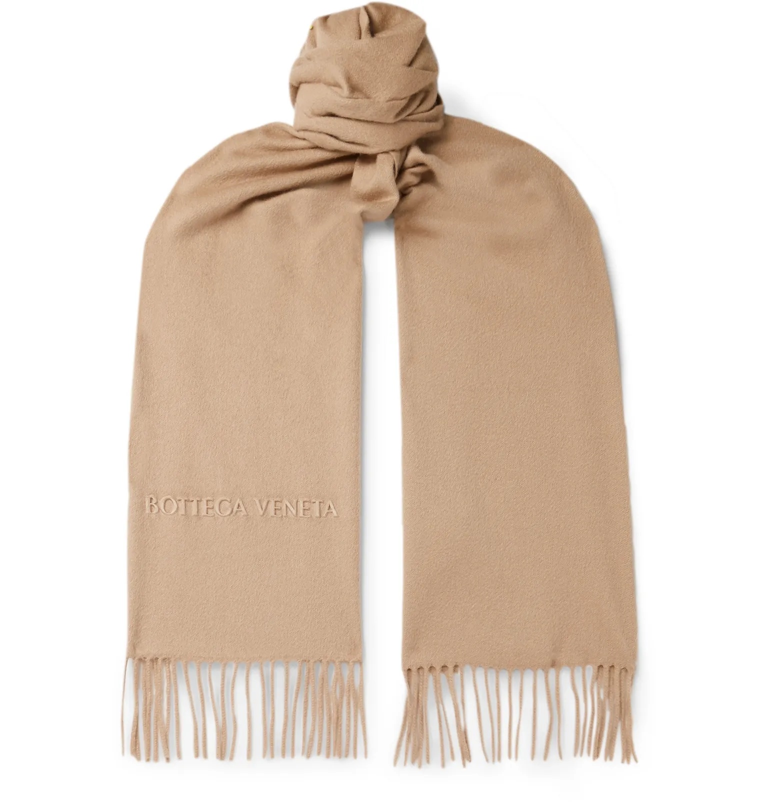 Logo-Stamped Fringed Cashmere Scarf - 4