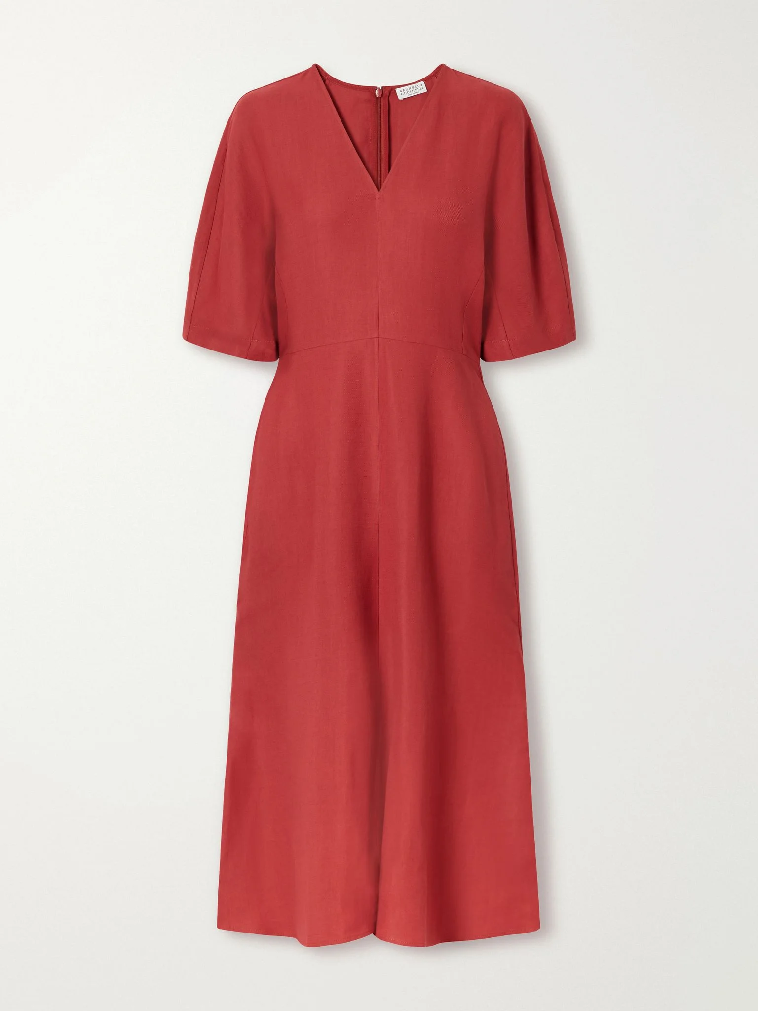 Paneled woven midi dress Red - 1