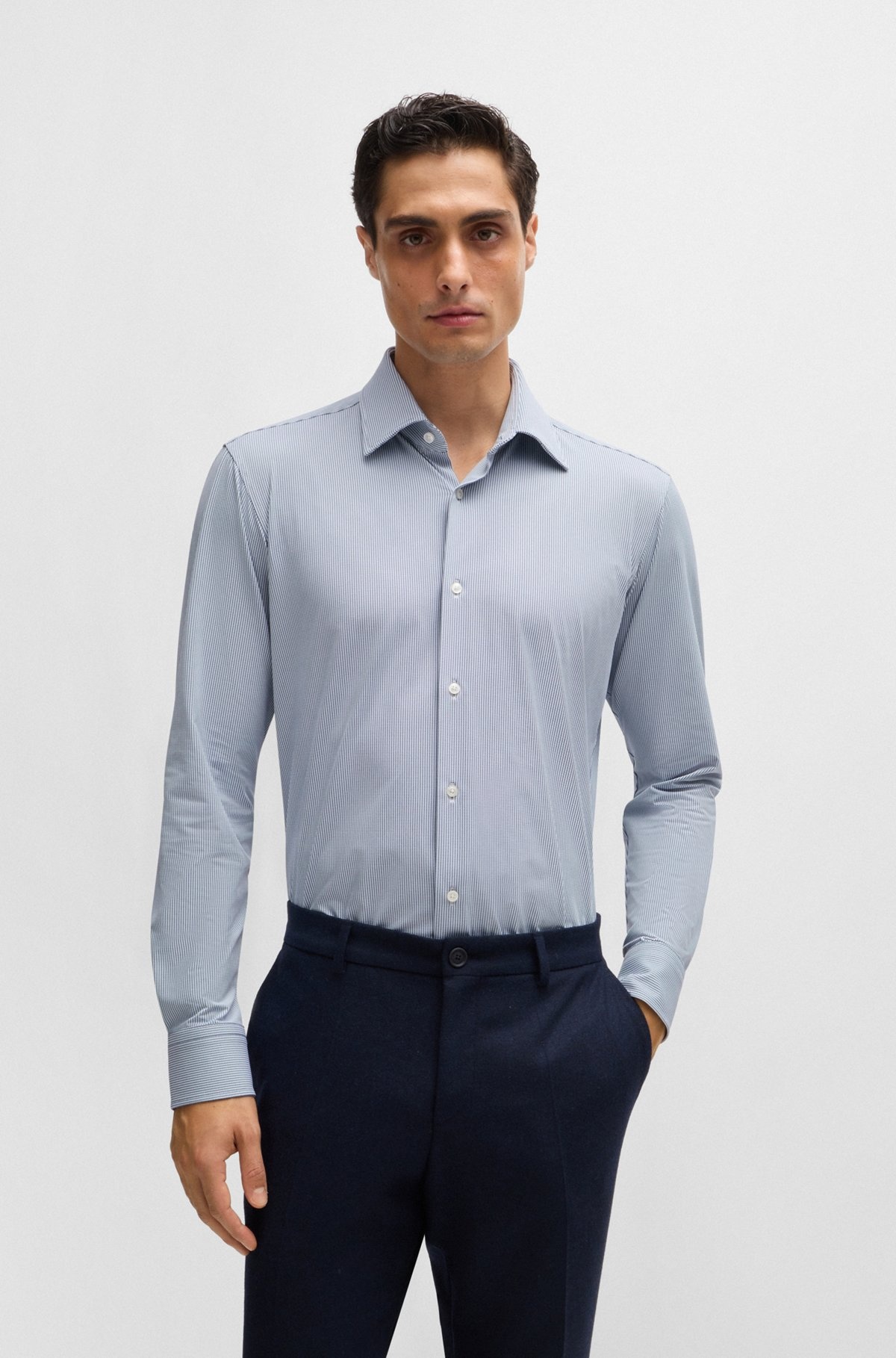 REGULAR-FIT SHIRT IN STRUCTURED PERFORMANCE-STRETCH FABRIC - 2