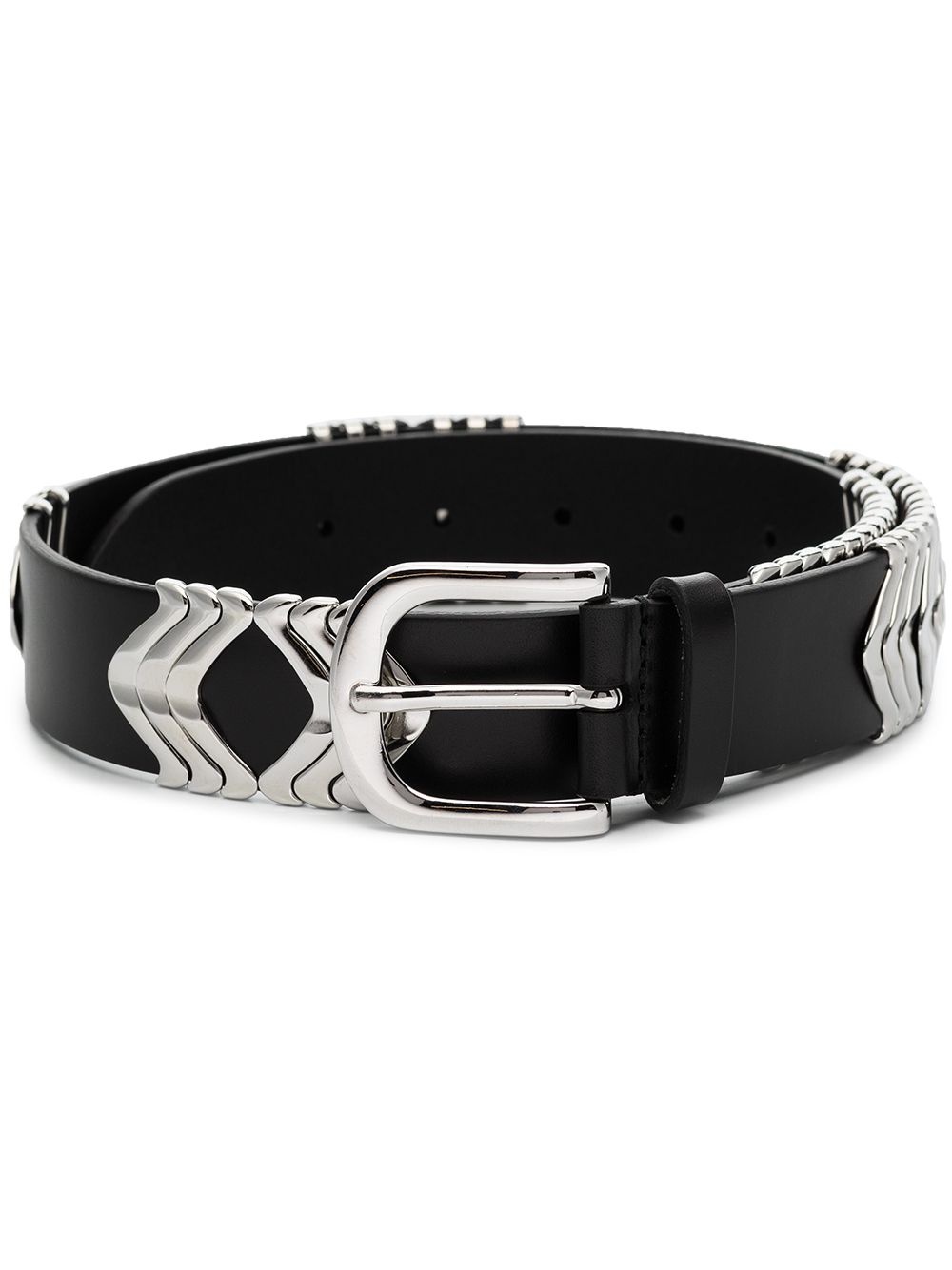 metal detail leather belt - 1