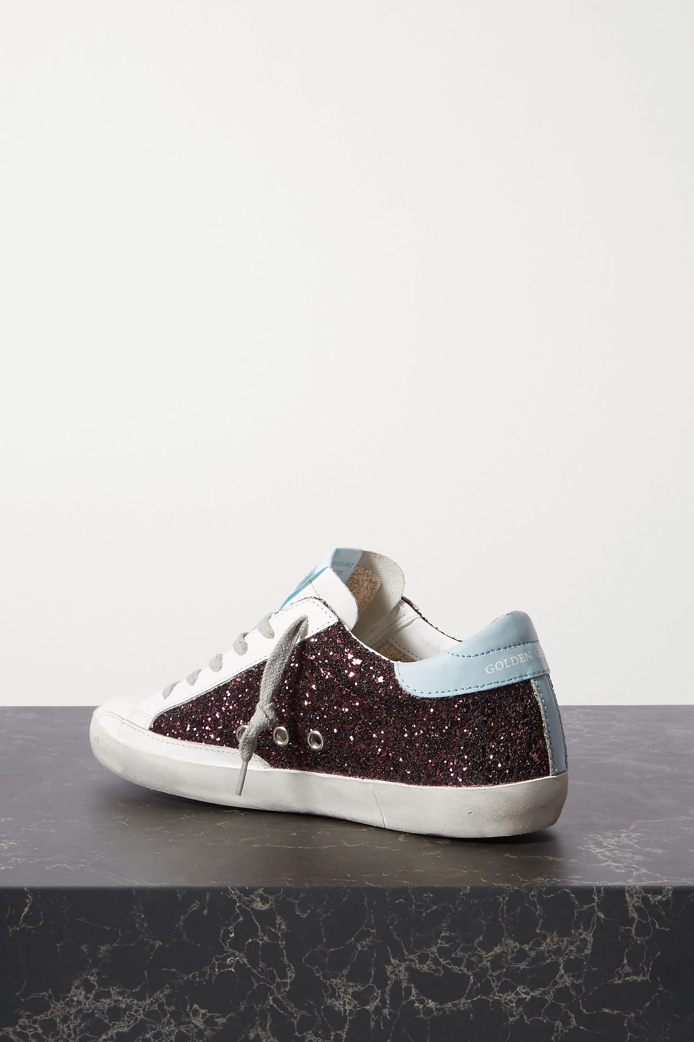 Superstar distressed glittered leather sneakers - 4