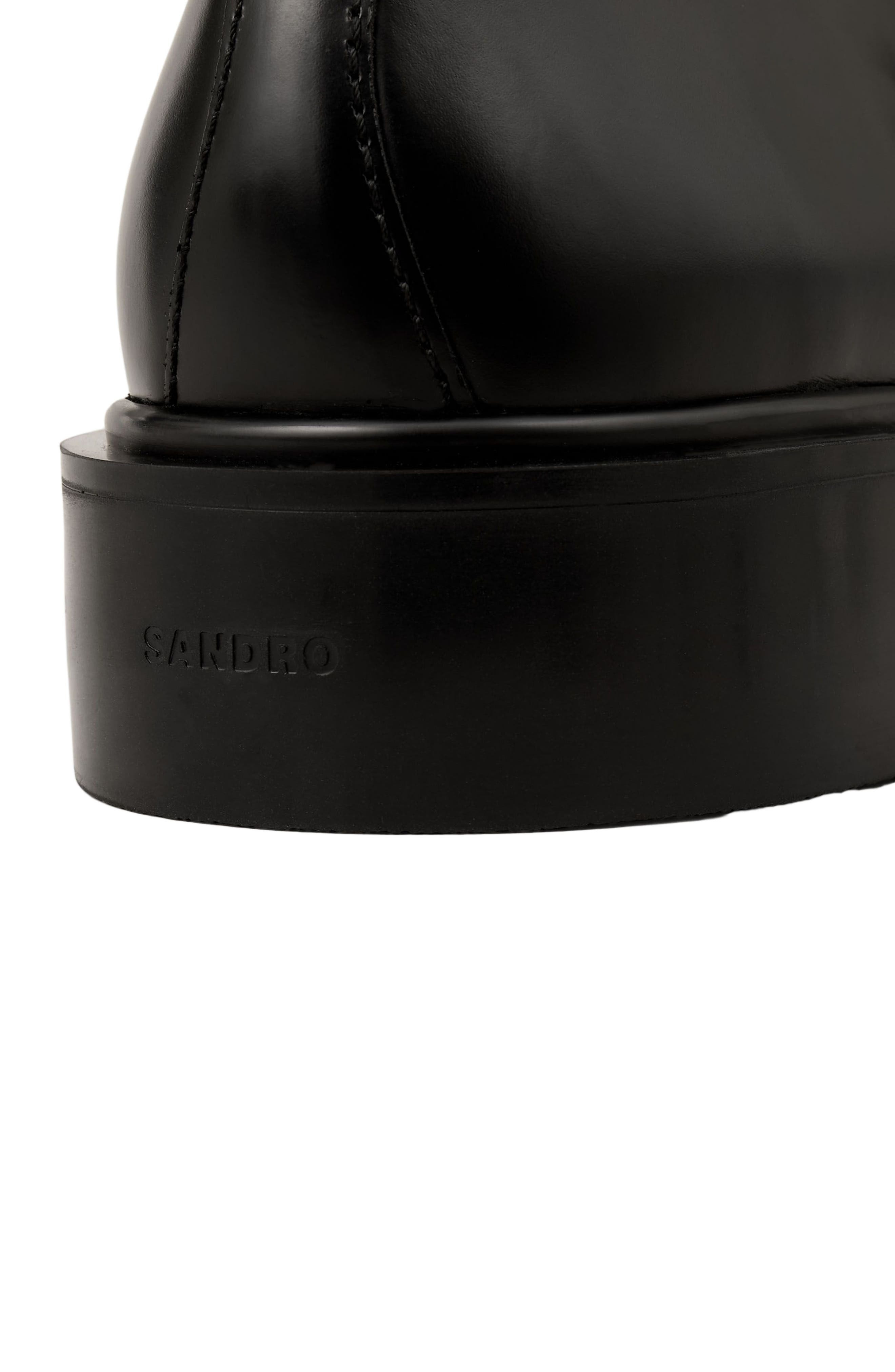 SANDRO Glazed leather derbies in Black at Nordstrom - 4