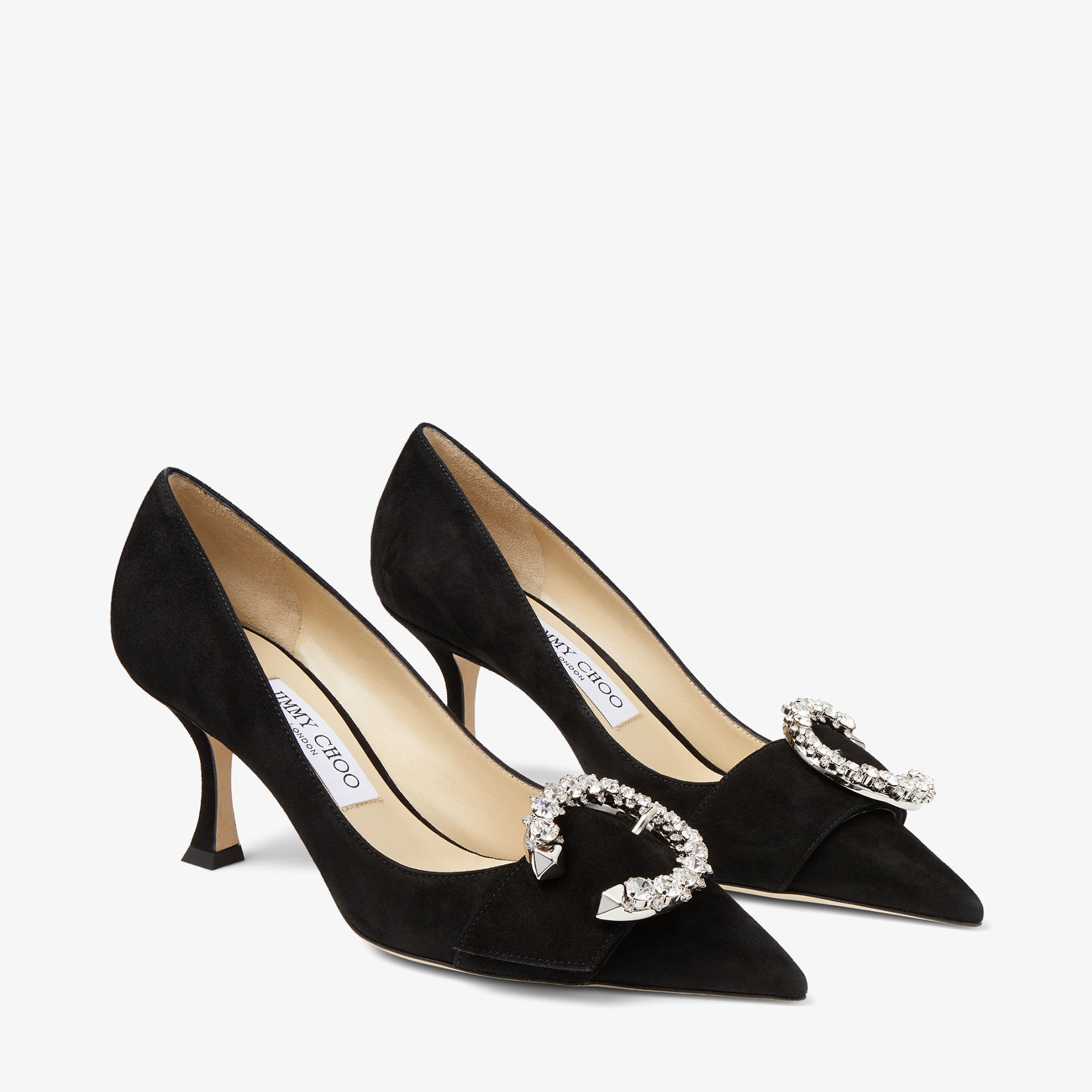 Melva 70
Black Suede Pointed-Toe Pumps with Crystal Buckle - 3