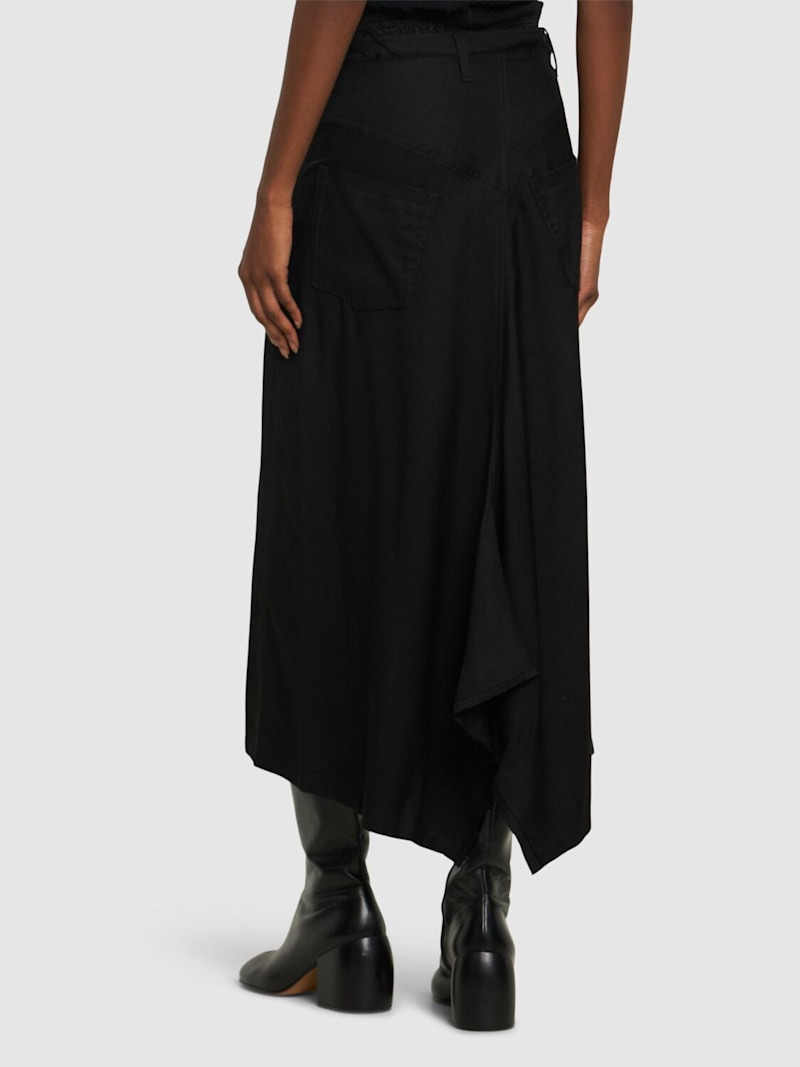 Wide structured twill midi skirt - 3
