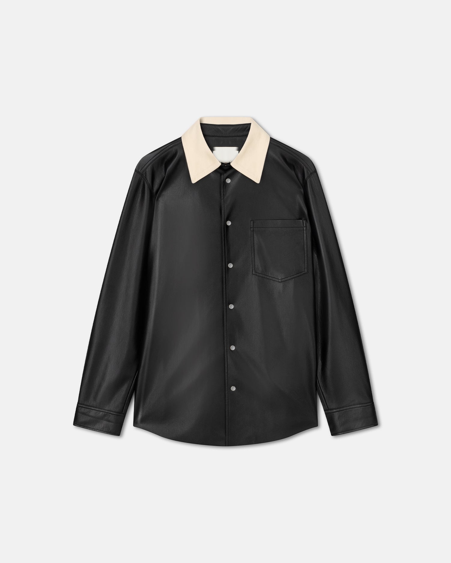 Denim-Trimmed Okobor™ Alt-Leather Shirt - 1