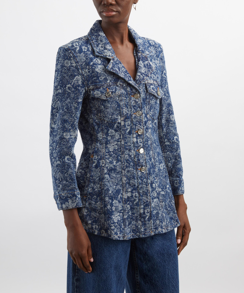 GANNI Blue Tapestry Blazer outlook