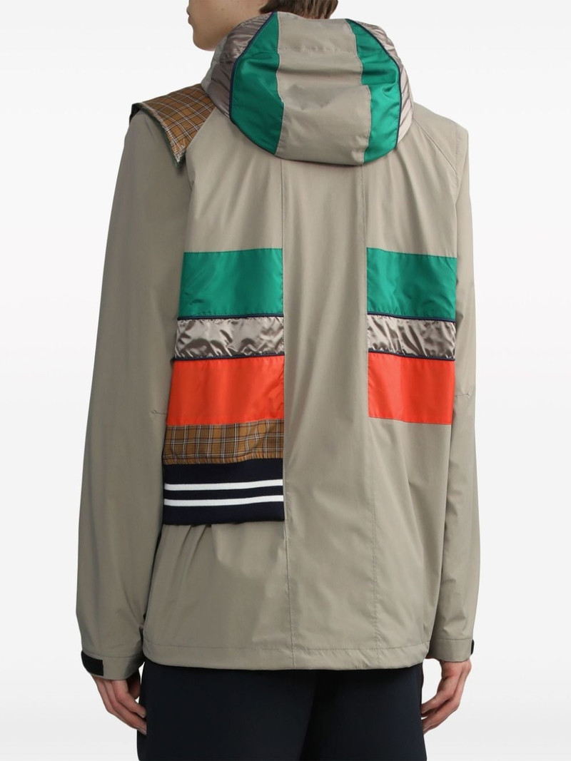 contrasting-panel hooded jacket 4